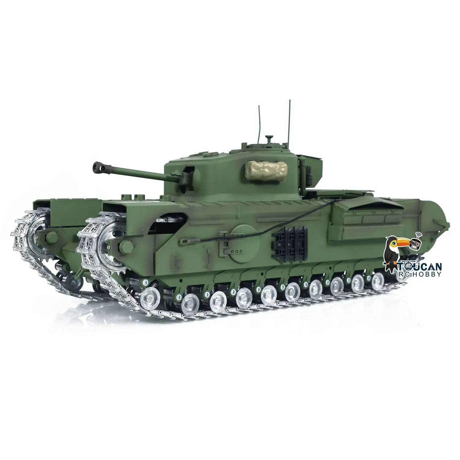 Tongde 1/16 Military RC Tank Churchill Mk.VII Metal Tracks Wheels Gearbox Infrared Battle Model Radio Control Armored Vehicles Battery