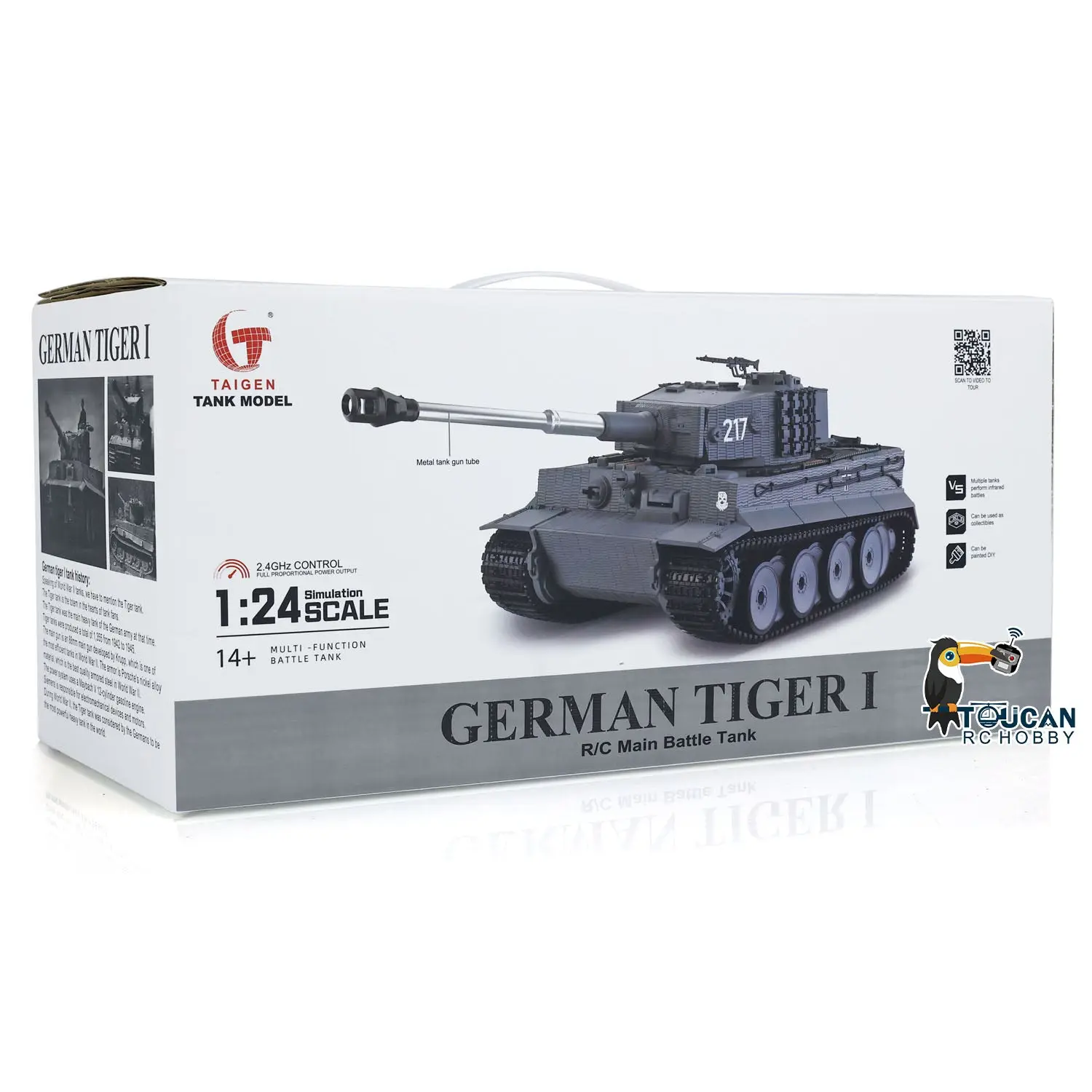Taigen 1/24 RC Battle Tank Tiger I Remote Control Military Panzer Infrared Combat Armored Simulation Model DIY