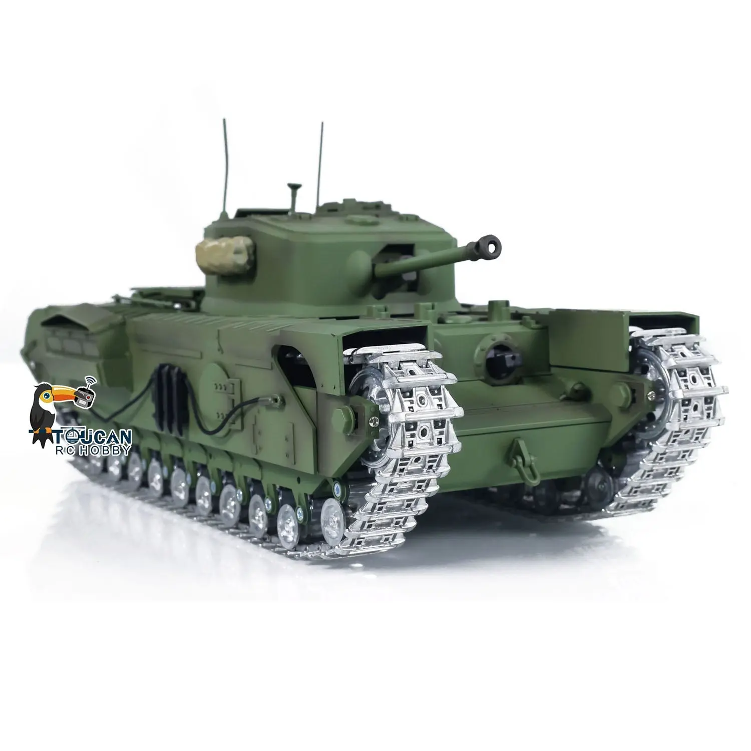 Tongde 1/16 Military RC Tank Churchill Mk.VII Metal Tracks Wheels Gearbox Infrared Battle Model Radio Control Armored Vehicles Battery