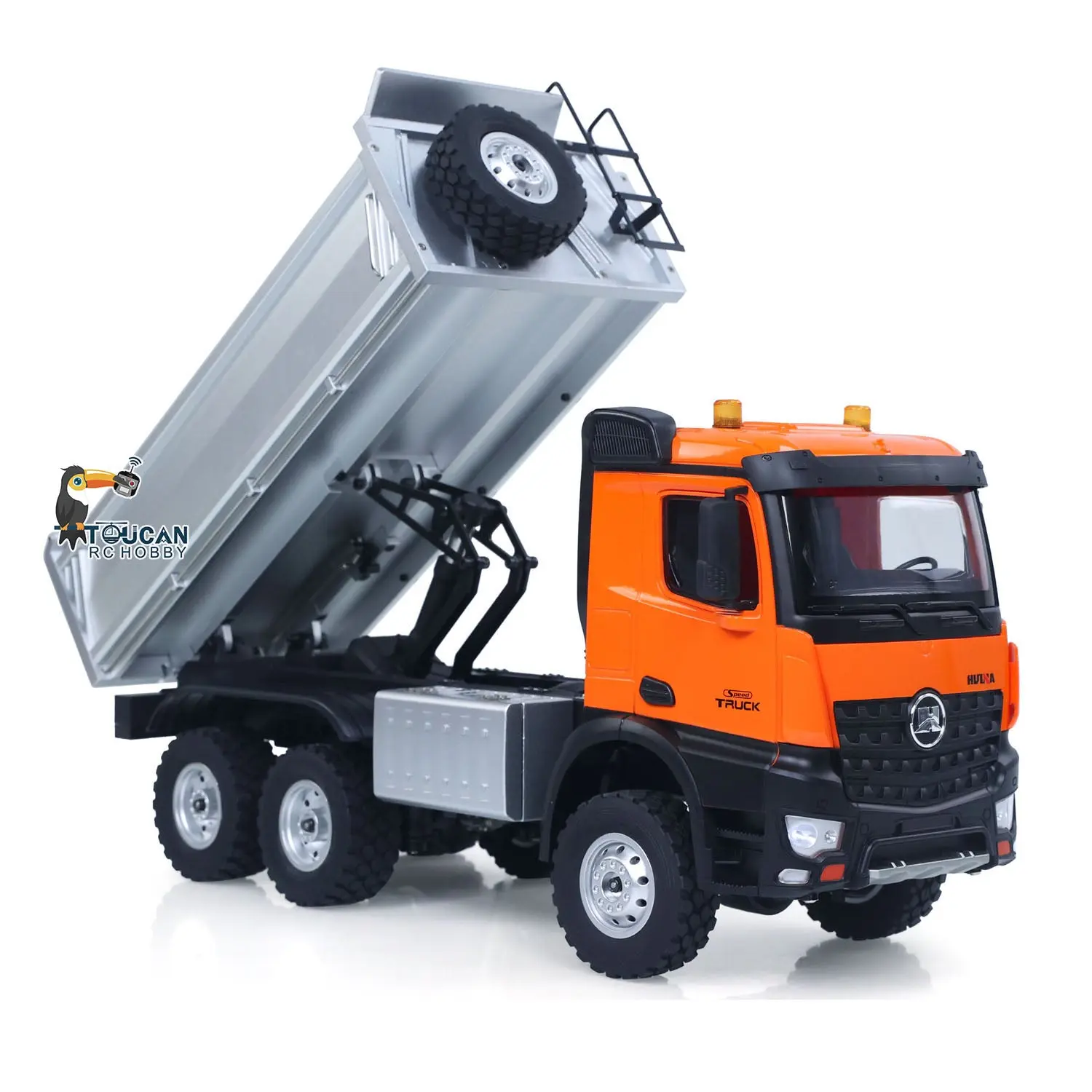 1/14 HUINA 1598 2.4G Remote Control Dumper 6*6 Engineering Transport Vehicle Lifting Rod Tipper Car Light Sound Battery Toys