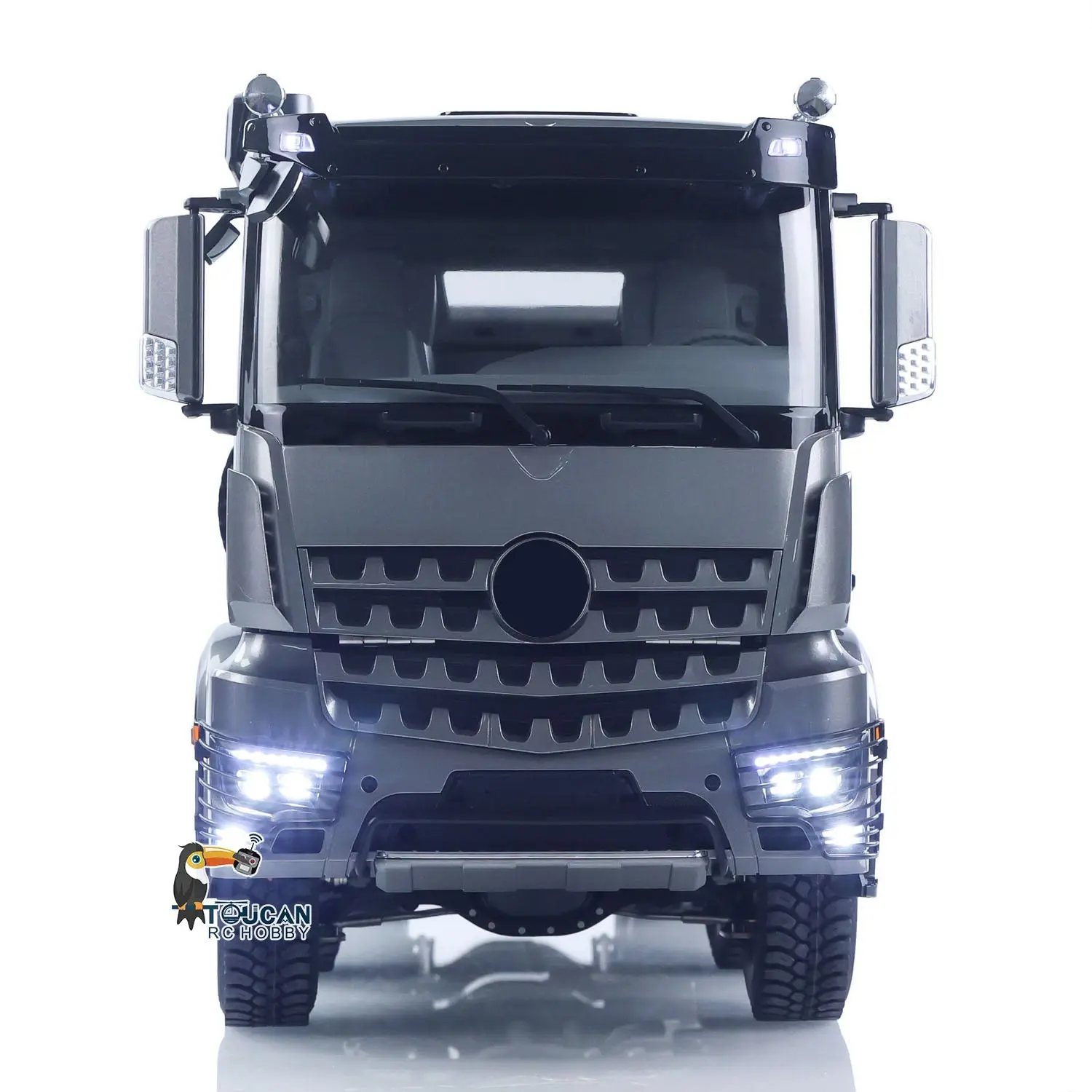 26.4 Inches Metal Chasiss 1/14 RC Hydraulic Dump Truck 2Speed Remote Control Tipper 3363 Axle Locks Flowing Water Light Optional Battery&Charger