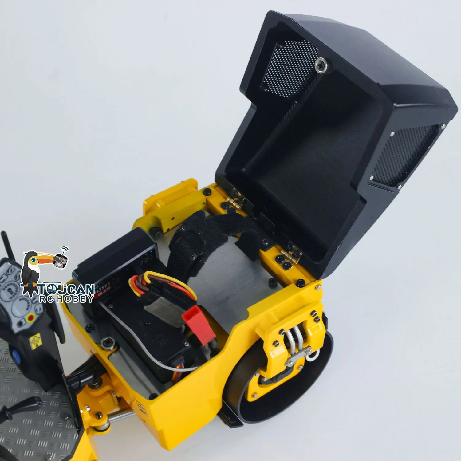 1/14 Metal RC Electric Road Roller BW120AD Ready-to-Run Remote Control Construction Vehicle Model Flysky ST8 Radio Battery Lights System Motor ESC RTR