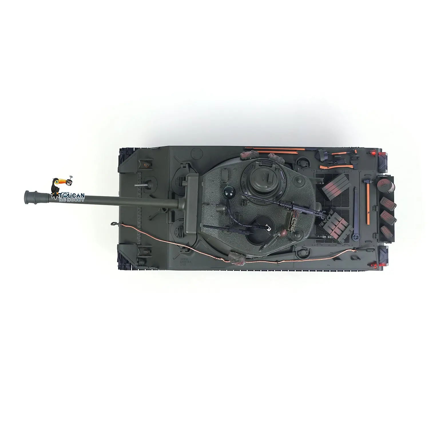 Large Hatch 1/16 Remote Control Tank Sherman M4A3 Infrared System Barrel Elevation Smoke Unit Metal Chassis Gearbox 360 Degrees Turret
