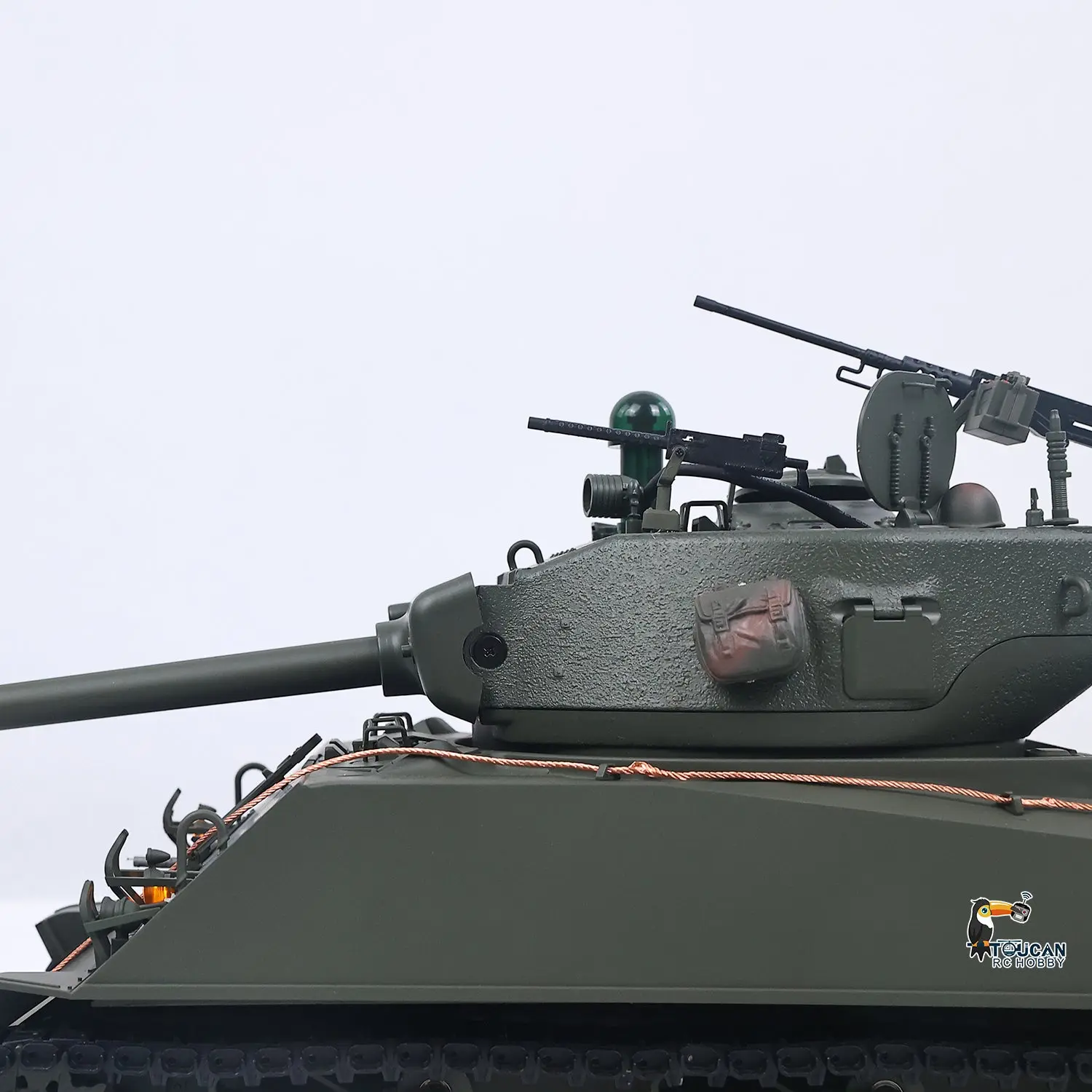 Large Hatch 1/16 Remote Control Tank Sherman M4A3 Infrared System Barrel Elevation Smoke Unit Metal Chassis Gearbox 360 Degrees Turret
