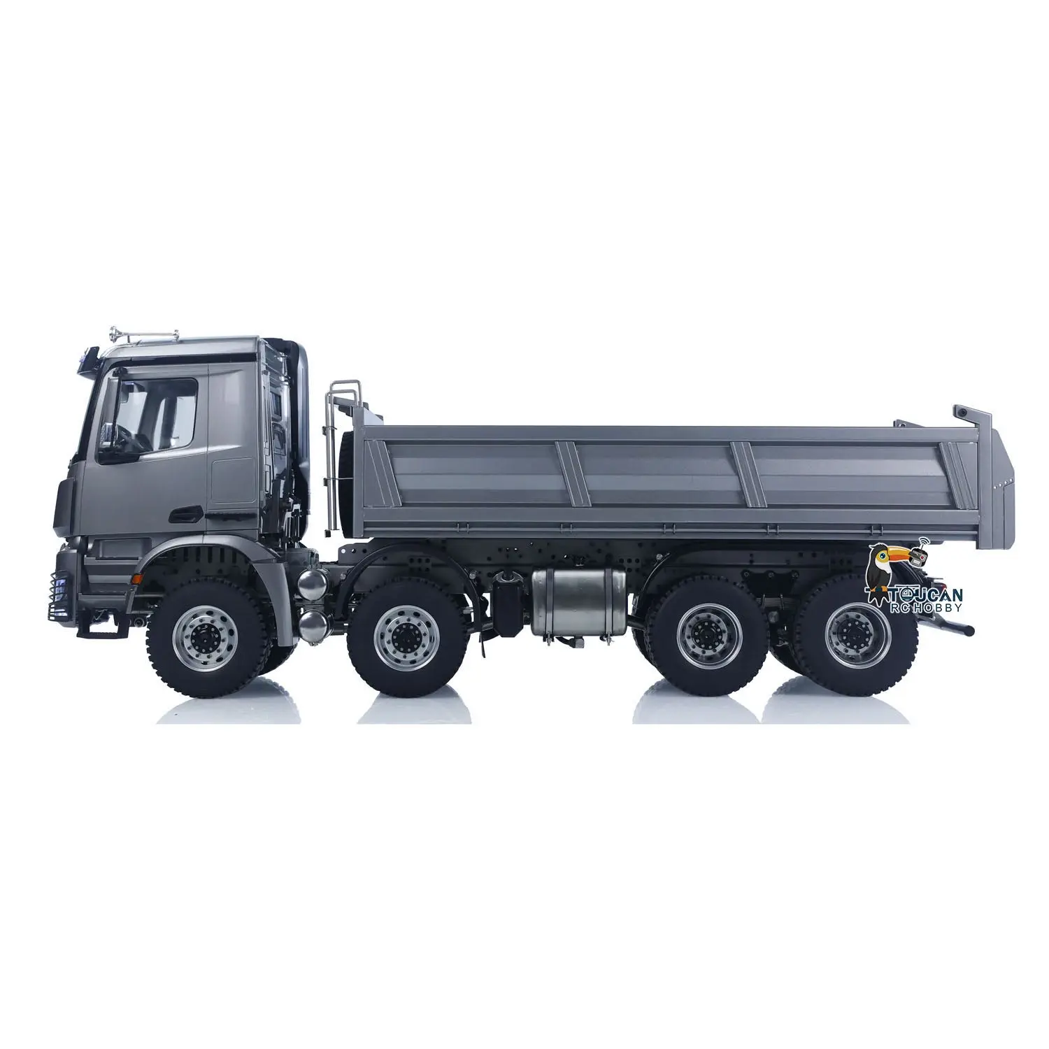 26.4 Inches Metal Chasiss 1/14 RC Hydraulic Dump Truck 2Speed Remote Control Tipper 3363 Axle Locks Flowing Water Light Optional Battery&Charger
