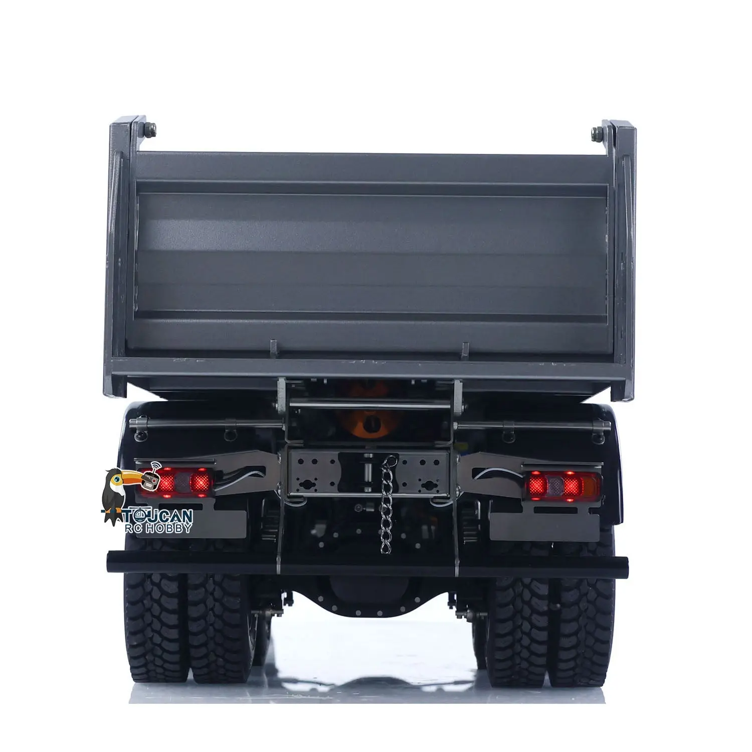 26.4 Inches Metal Chasiss 1/14 RC Hydraulic Dump Truck 2Speed Remote Control Tipper 3363 Axle Locks Flowing Water Light Optional Battery&Charger