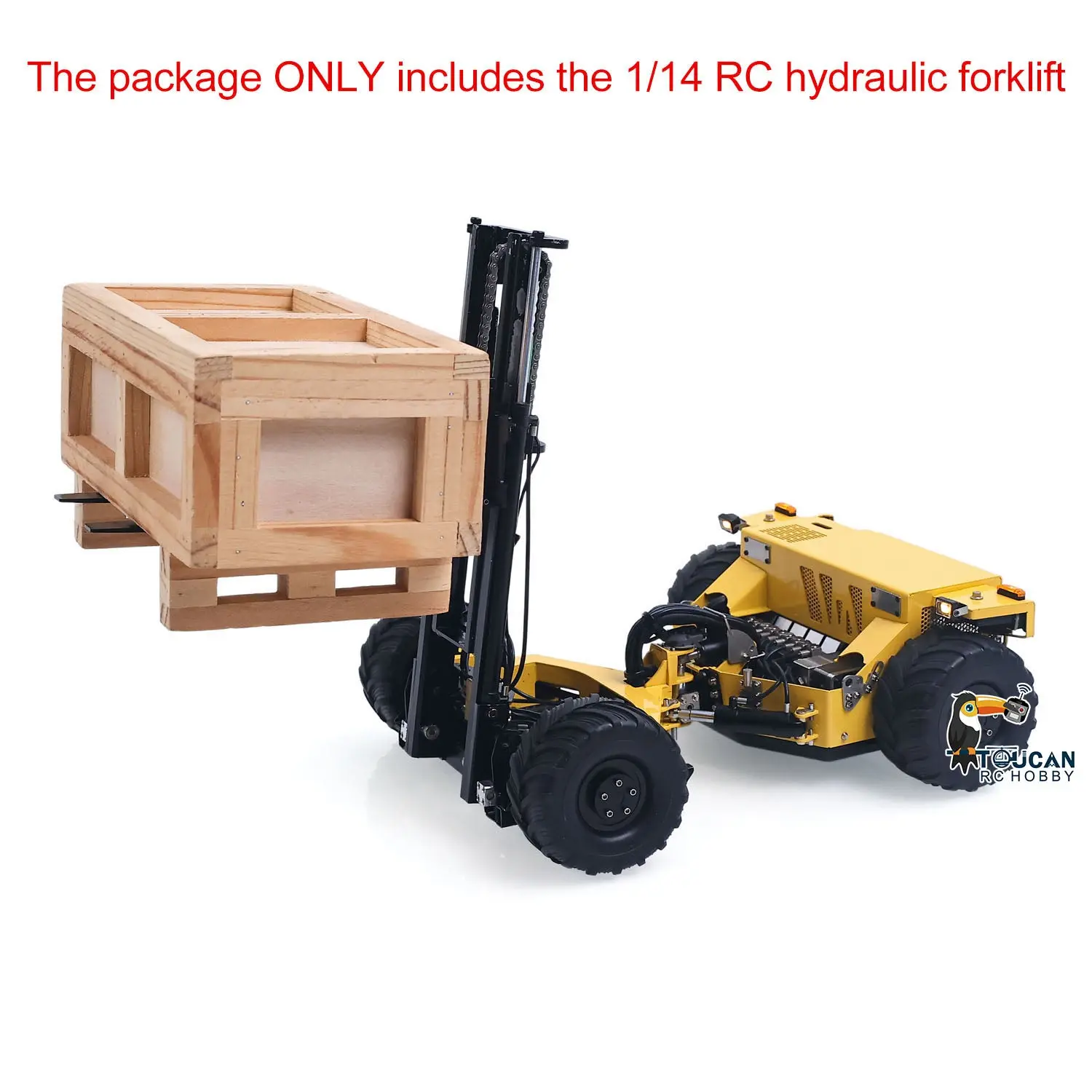Super Frog Metal 1/14 Remote Control Hydraulic Truck Mounted Forklift BM214 5 Way Valves Light System Sound Frsky X14 Radio