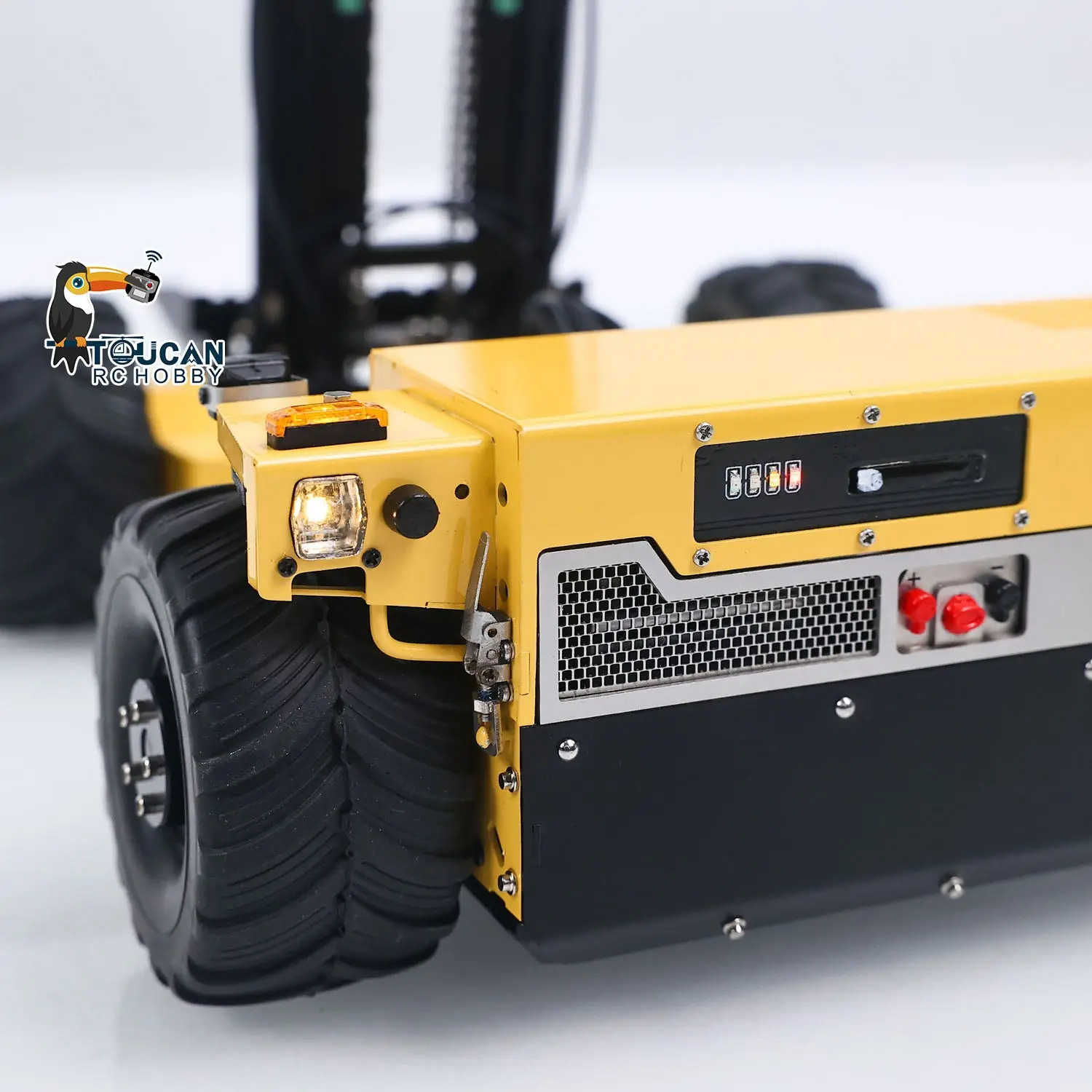 Super Frog Metal 1/14 Remote Control Hydraulic Truck Mounted Forklift BM214 5 Way Valves Light System Sound Frsky X14 Radio