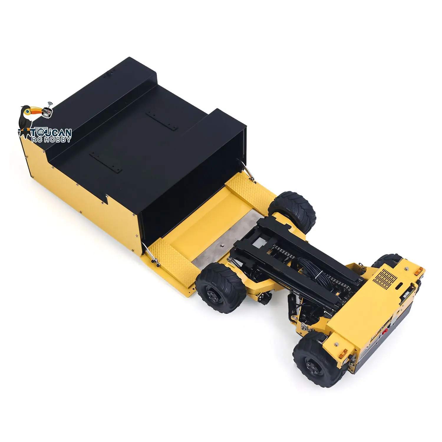 Super Frog Metal 1/14 Remote Control Hydraulic Truck Mounted Forklift BM214 5 Way Valves Light System Sound Frsky X14 Radio