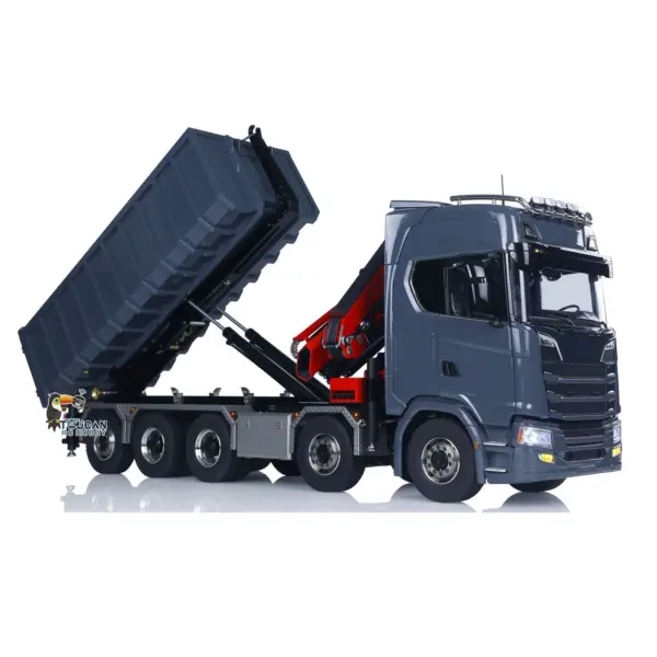 1/14 RC Hydraulic Full Dump Truck Crane 770S Metal 10x10 Remote Control Roll on off Tipper 3Speed RTR Model Car Frsky XE Radio
