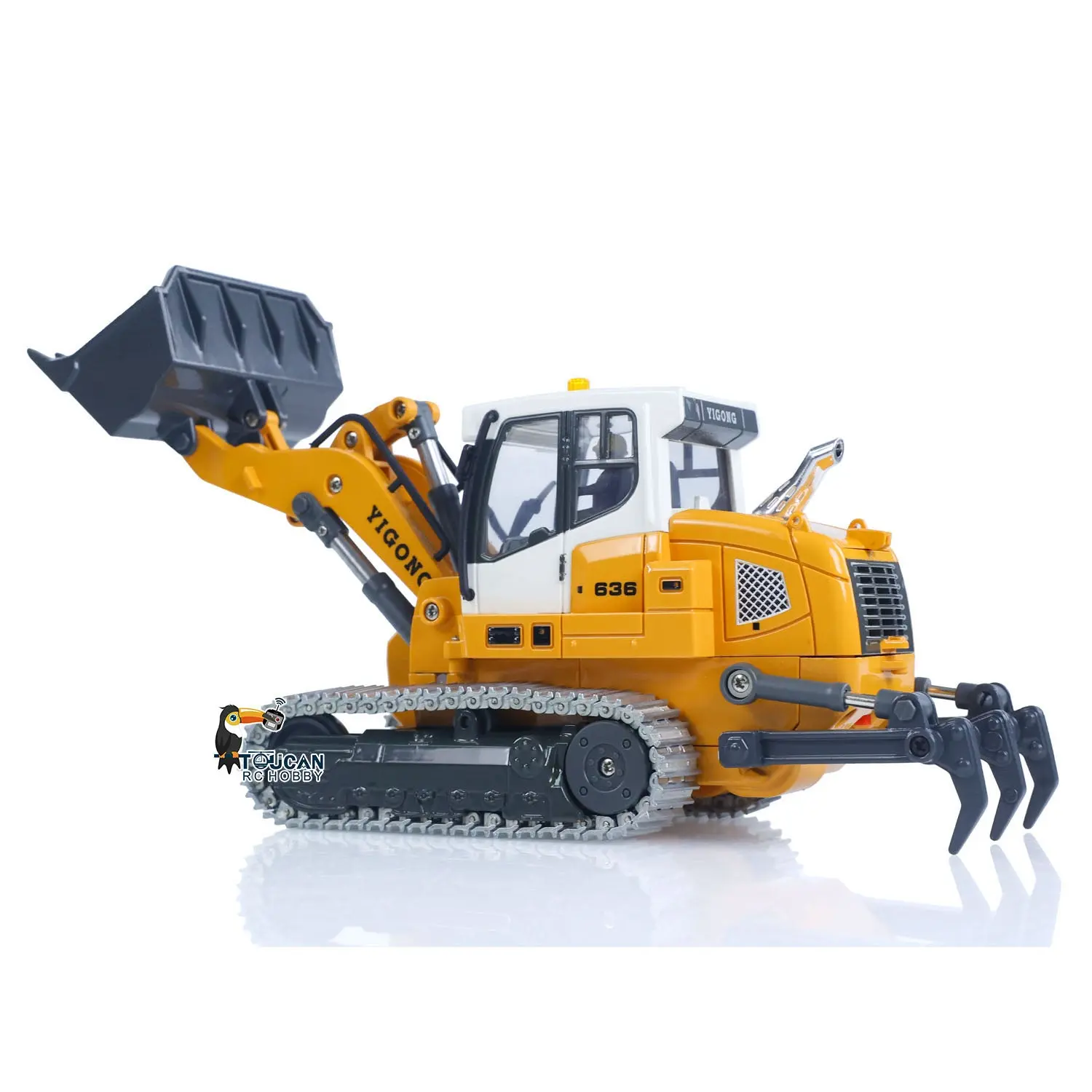1:50 RC Electric Lifting Tracked Loader LR636 2.4G Construction Vehicle Metal Bucket Tracks Ripper RTR Model Light Sound Battery