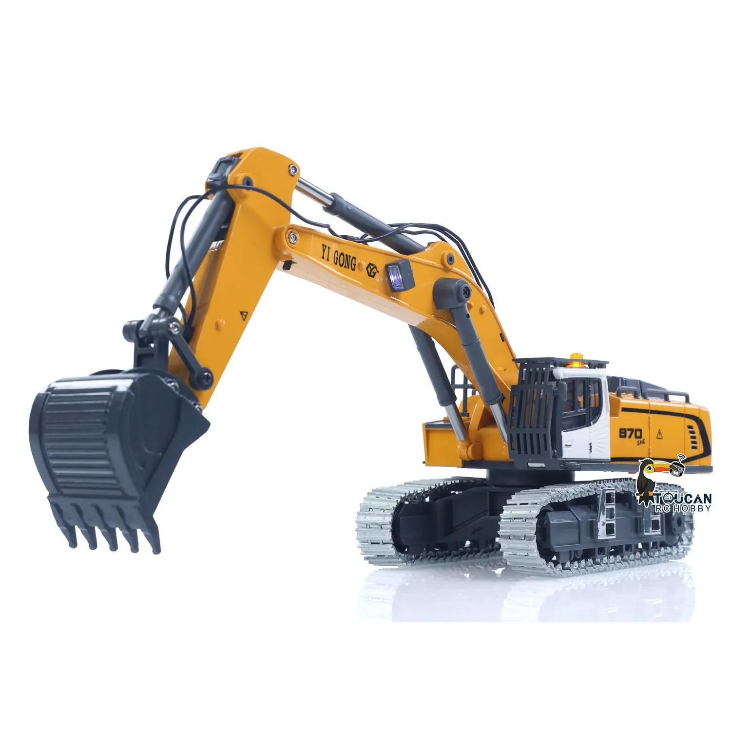 1/50 Plastic RC Excavator K970 Mini Electric Lifting Digger Toy RTR Metal Tracks Bucket N20S Motor Lights Sound Remote Control Battery Collectible