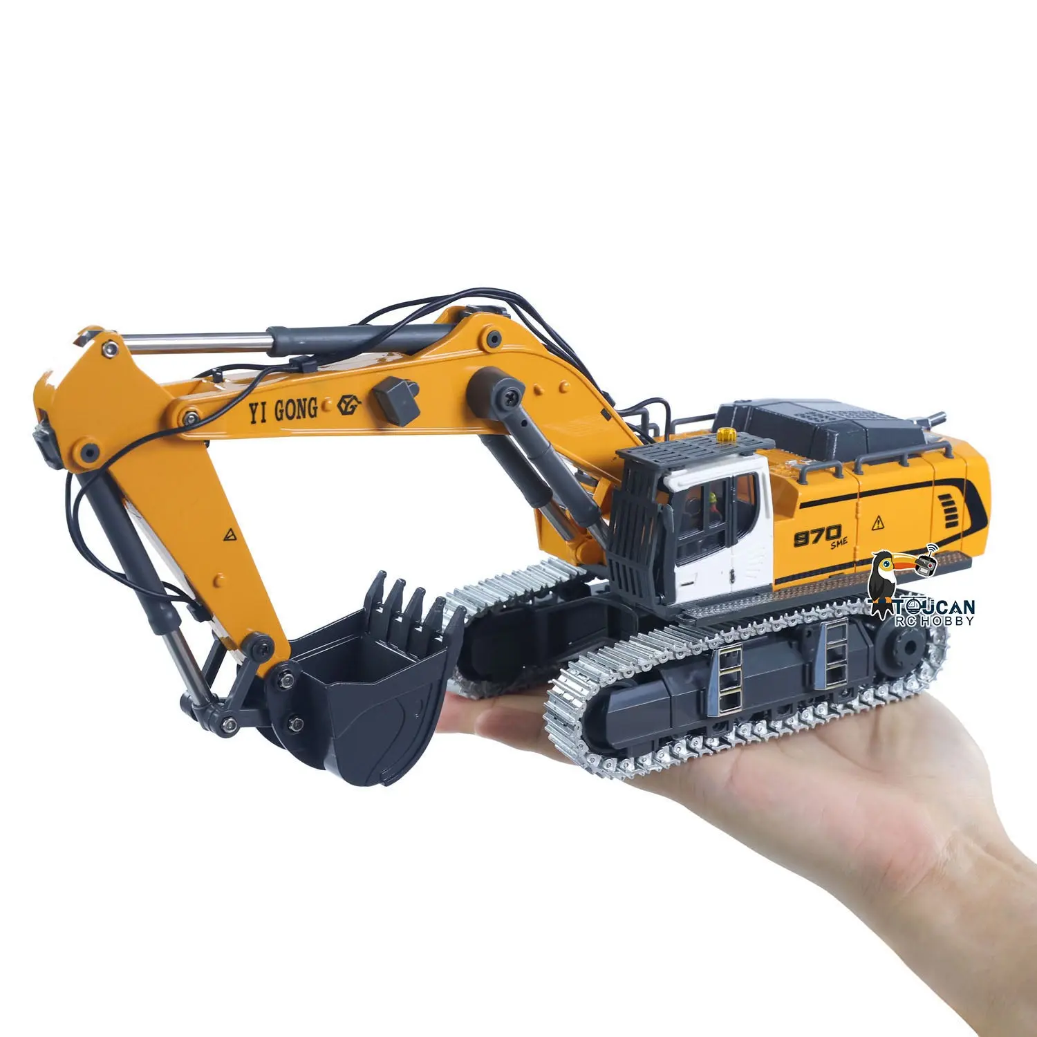 1/50 RC Excavator K970 Engineering Vehicle Remote Control Electric Lifting Digger Metal Bucket Tracks Light Sound RTR Battery
