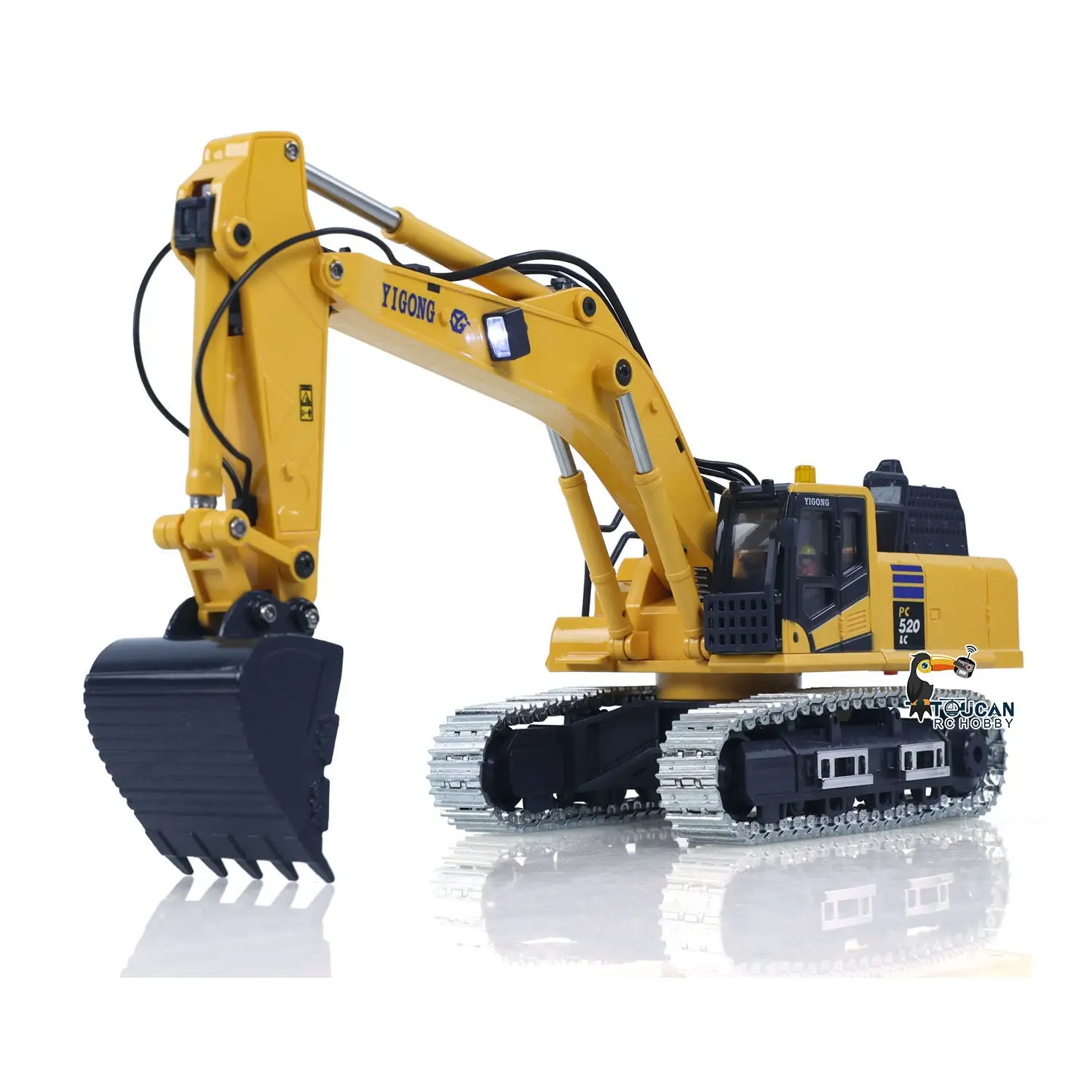 1/50 Mini Plastic RC Excavator Toy PC520 RTR Electric Lifting Wheel Digger N20S Motor Metal Track Bucket Lights Sound Radio Control Battery