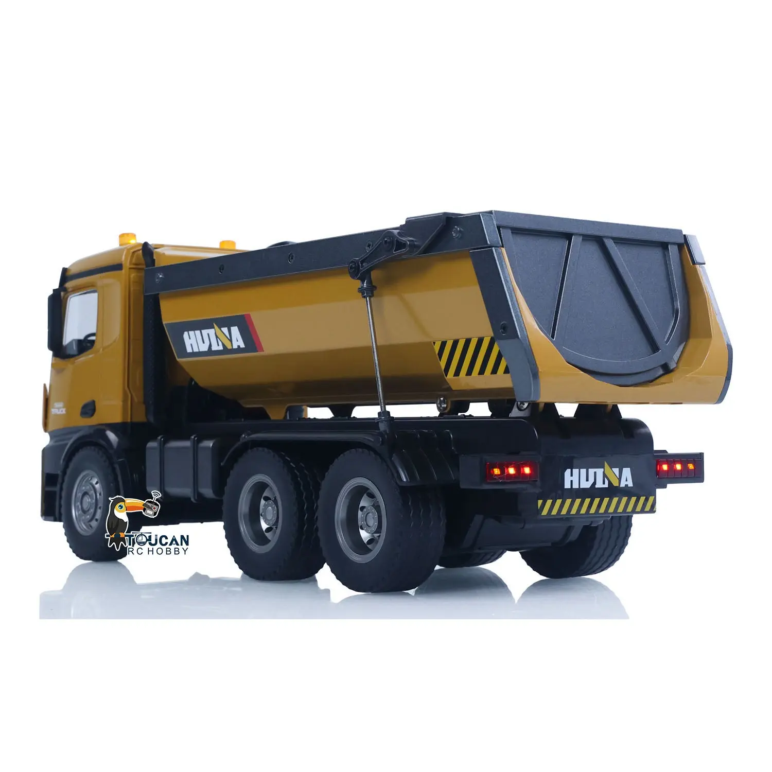 HUINA 1/14 Electric RC Dump Truck 573 Remote Control Tipper Model Vehicle Flowing Water Light Sound Effect 2.4G Radio Battery