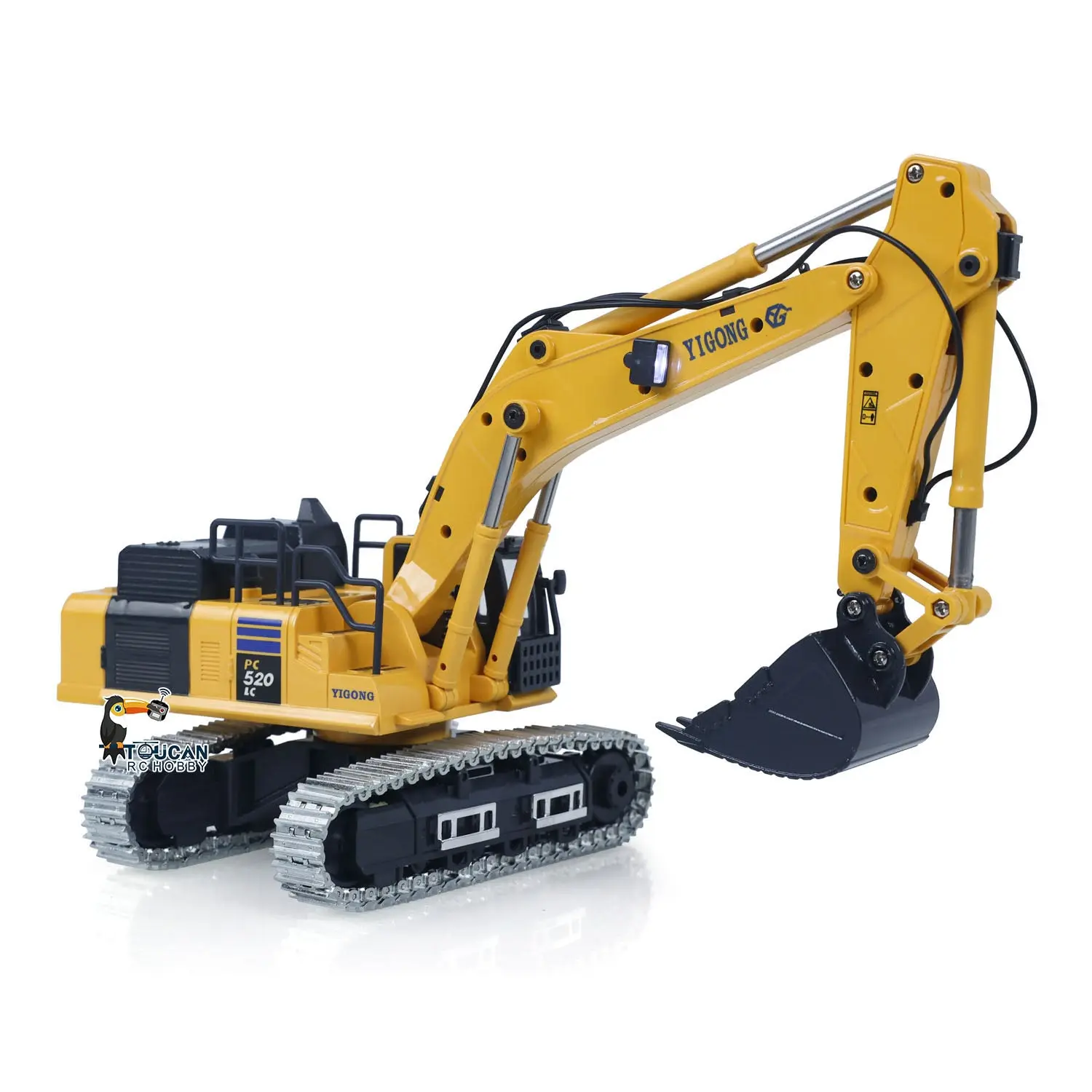 1/50 RC Digger PC520 Electric Lifting Radio Control Excavator Engineering Vehicle Metal Tracks Lights Sound Small Toy Collection