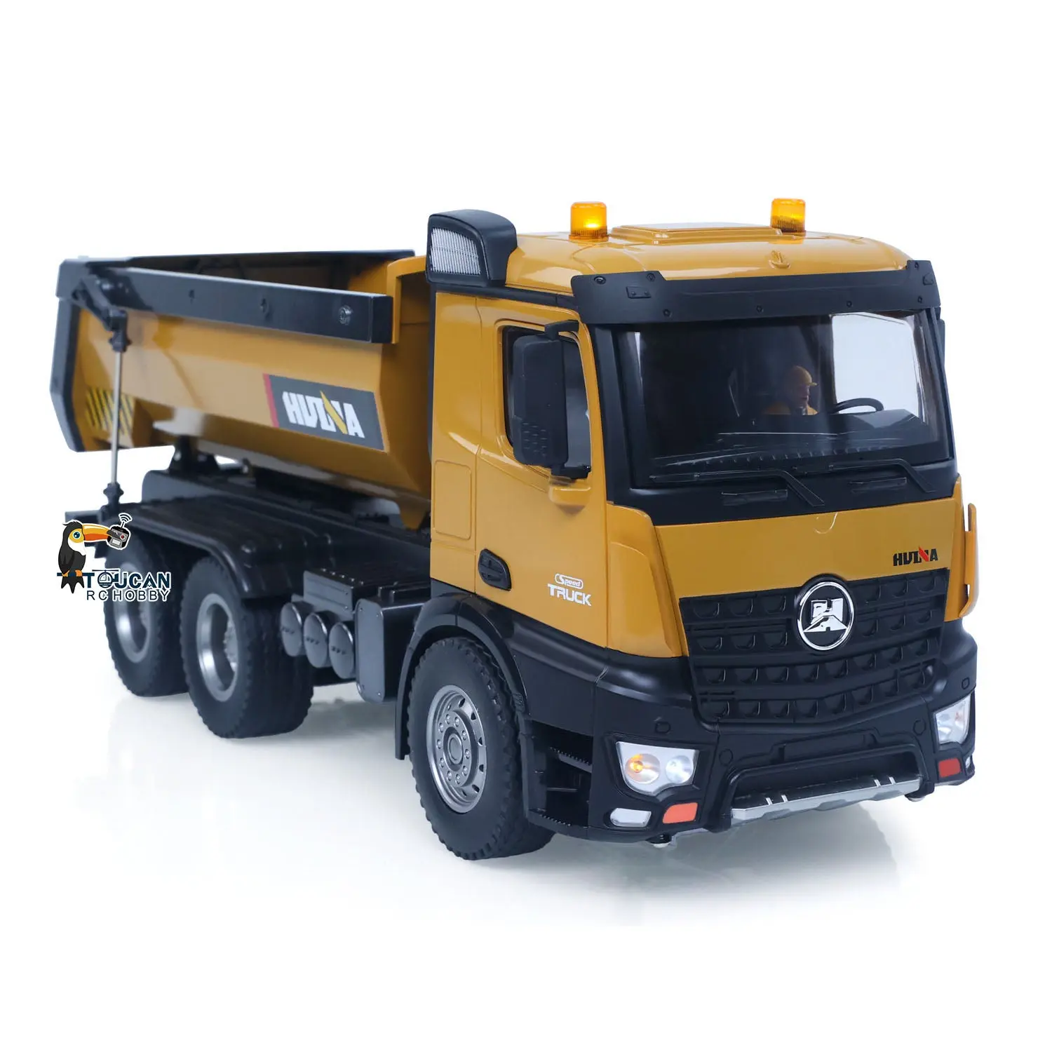 HUINA 1/14 Electric RC Dump Truck 573 Remote Control Tipper Model Vehicle Flowing Water Light Sound Effect 2.4G Radio Battery