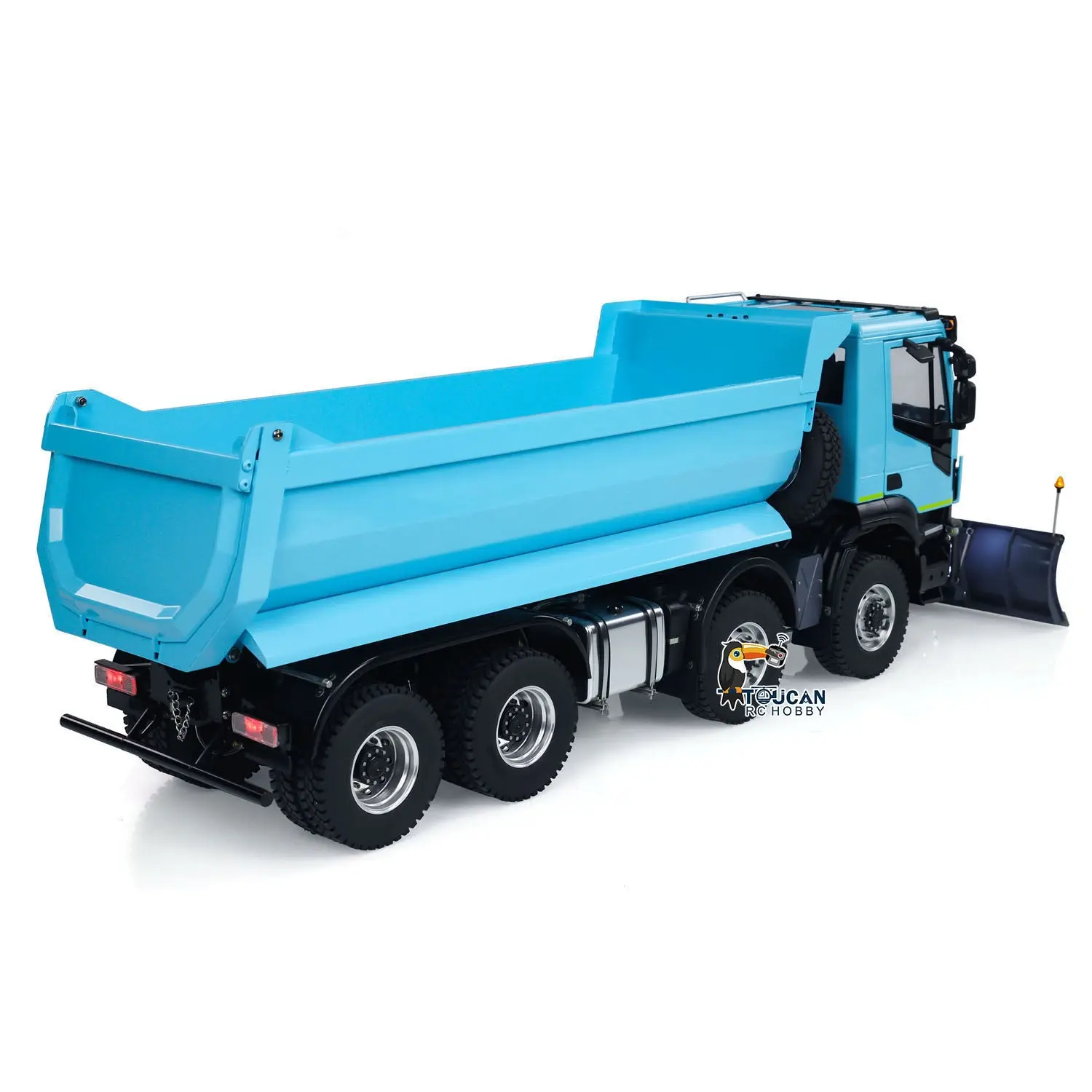 Metal 1/14 8x8 Hydraulic RC Dump Truck Remote Control Tipper Cars Assembled and Painted Snow Blade 2-speed Transmission