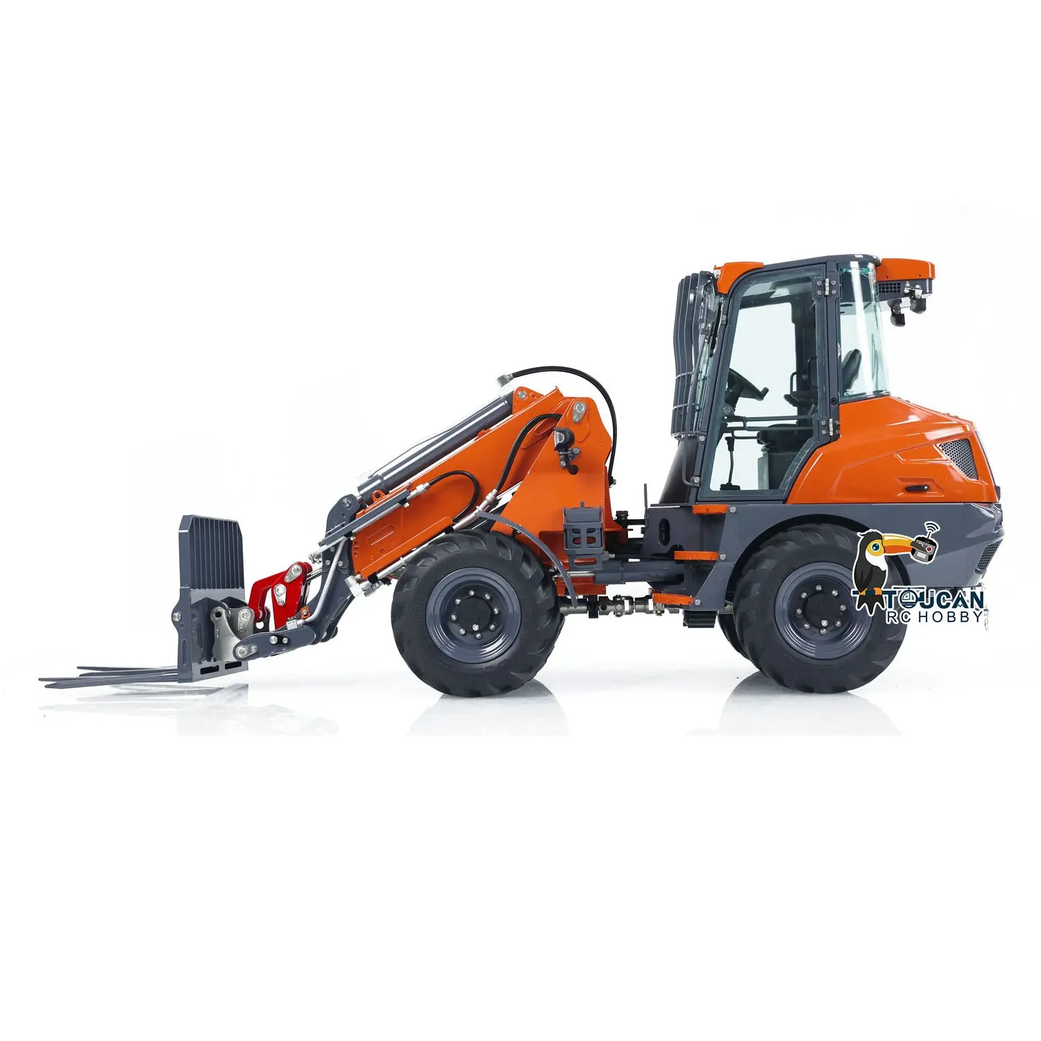AT1050 LESU 1/14 4X4 Hydraulic RC Fork Truck Telescopic Arm Radio Control Loader Painted Assembled ST8 Radio System Vehicle Model