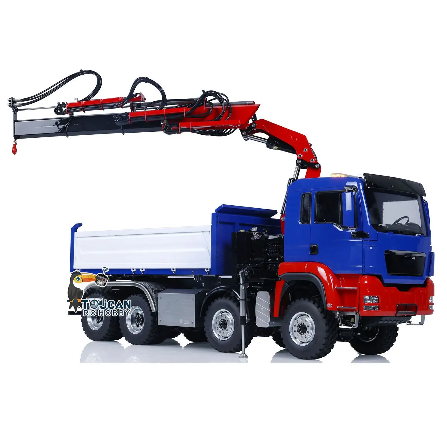 1/14 LESU 8X8 RC Hydraulic Crane Dump Truck Remote Control Dumper Car RTR Tipper Painted Assembled Hobby Models DIY