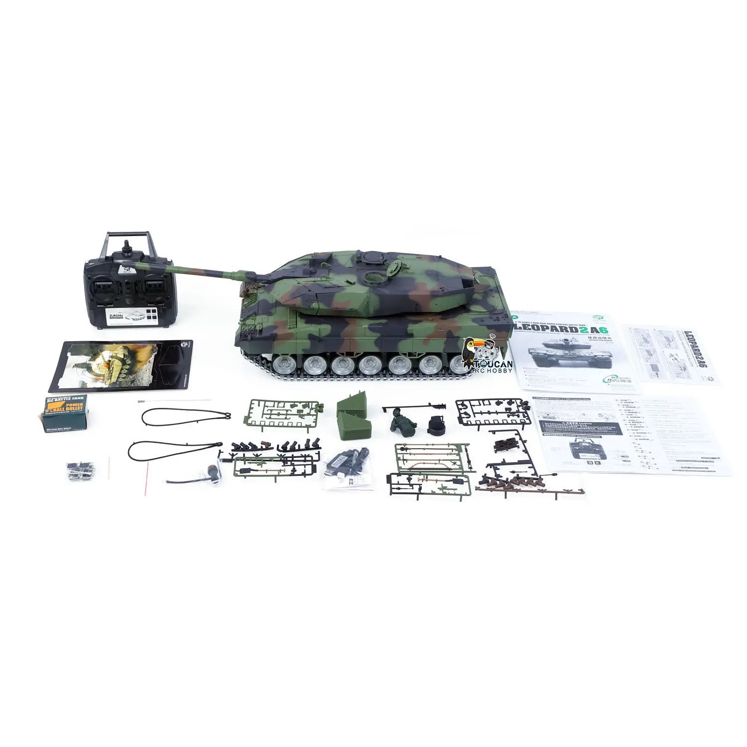 1/16 Remote Control Tank Model 3889 Leopard 2 A6 7.0 Mainboard Full Metal Chassis Gearbox IR Barrel Recoil Elevation 550 Motor