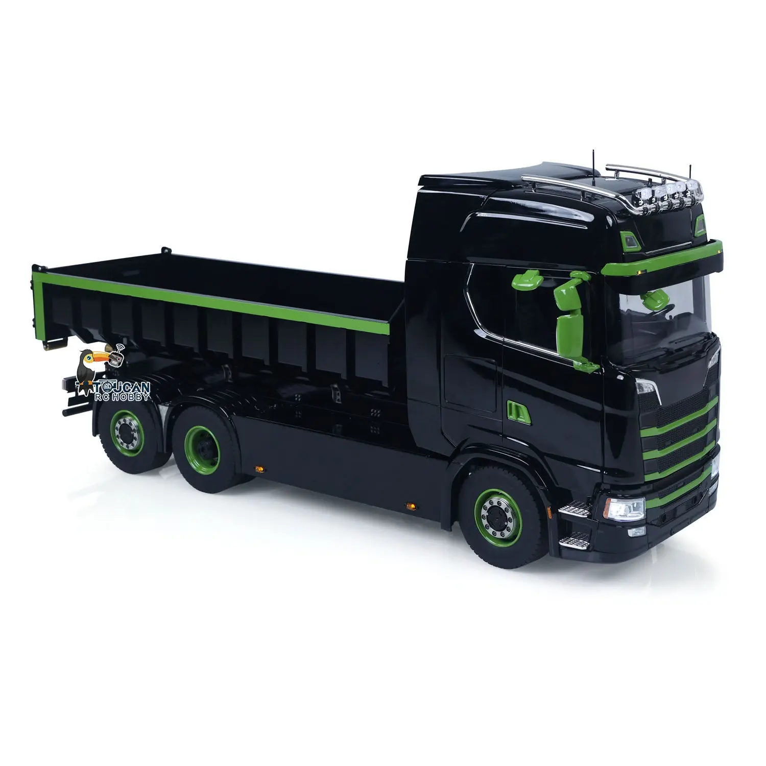 1/14 6x6 Metal Hydraulic RC Dumper Car 770S G66 Radio Control Roll Off Full Dump Truck Standard Bucket Rear Axle Lifting 3-speed Transmission Light Sound FlySky ST8