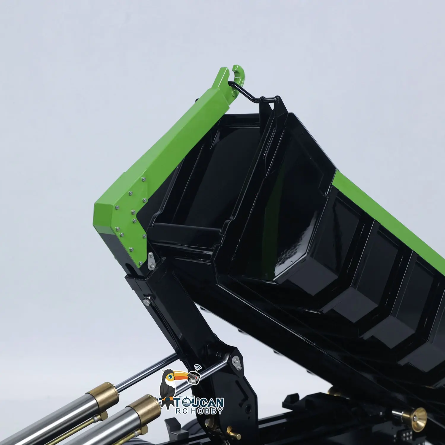 1/14 6x6 Metal Hydraulic RC Dumper Car 770S G66 Radio Control Roll Off Full Dump Truck Standard Bucket Rear Axle Lifting 3-speed Transmission Light Sound FlySky ST8