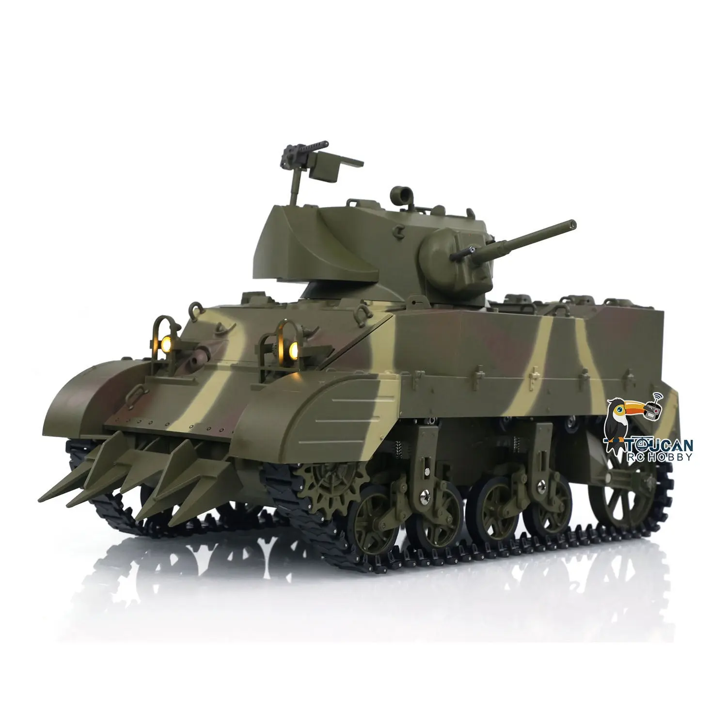 1/16 RC Tank US M5A1 Stuart VI Remote Control RTR Light Tank 360 Smoking Radio System Barrel Recoil Light Flash Two Battery