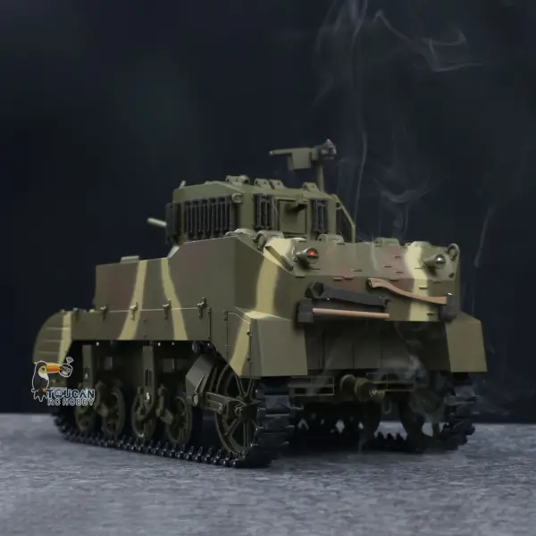 1/16 RC Tank US M5A1 Stuart VI Remote Control RTR Light Tank 360 Smoking Radio System Barrel Recoil Light Flash Two Battery
