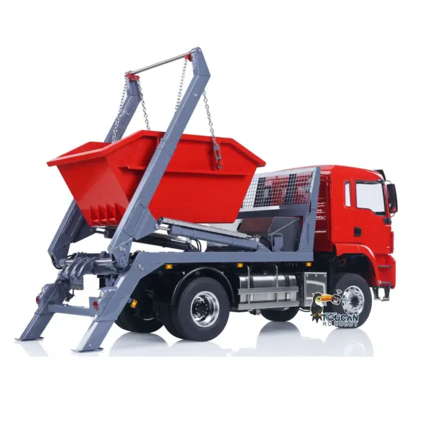 LESU Metal 1/14 RC Hydraulic Swing Arm Garbage Dump Truck 4X4 Remote Control Skip Loader RTR TGS Light Sound ST8 Radio Battery