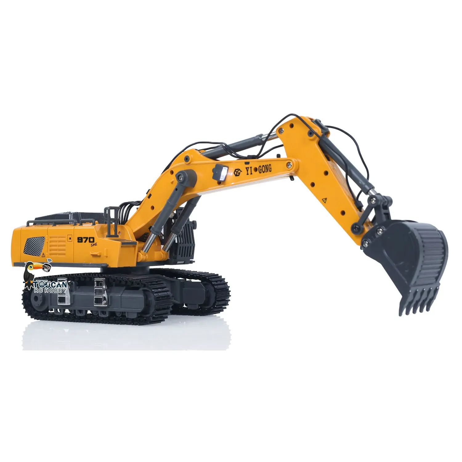 1/50 Plastic RC Excavator K970 Mini Electric Lifting Digger Toy RTR Metal Tracks Bucket N20S Motor Lights Sound Remote Control Battery Collectible