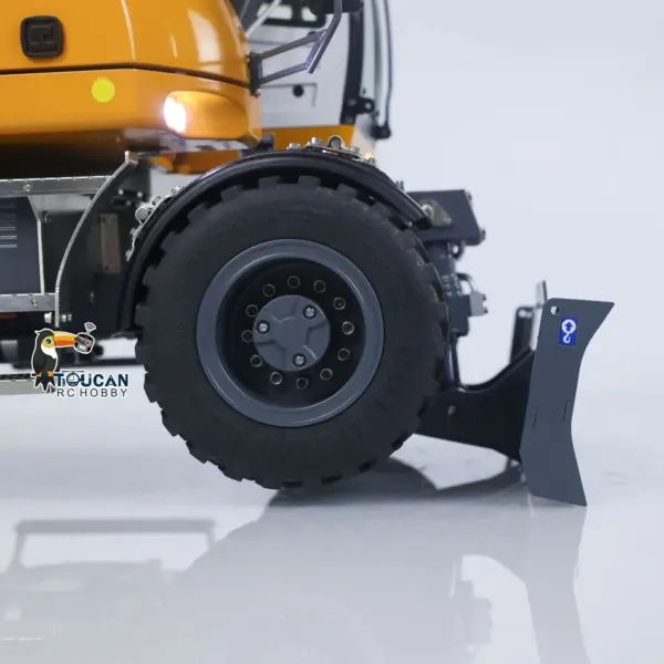 1/14 Metal RC Hydraulic Wheeled Excavator LR914 4*4 8ways Valve RTR Digger Toy Axle Lock Flysky PL18EV Lite Light Sound Mudguard Manual Quick Release Tail hook