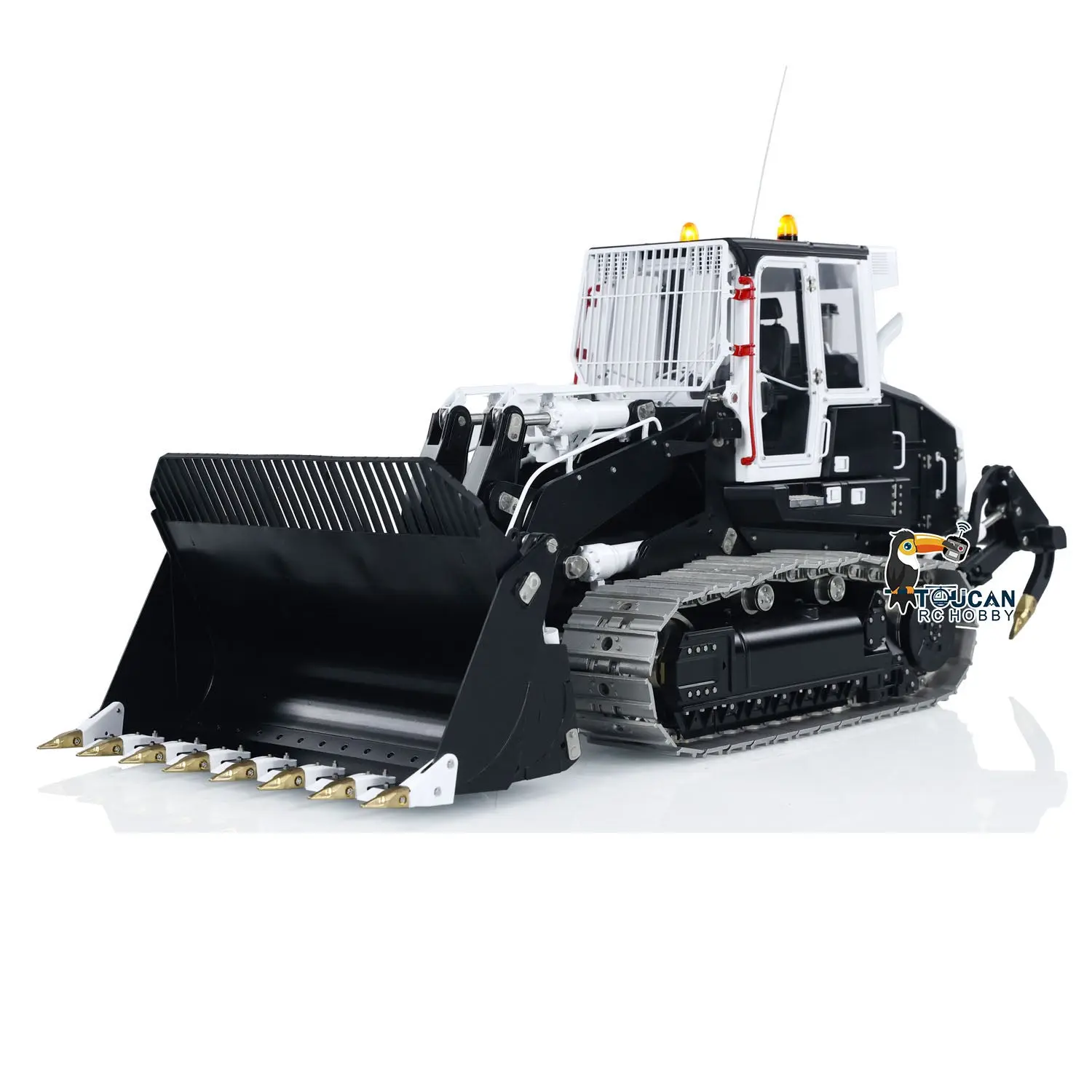 LESU 1:14 RC Hydraulic Tracked Loader AOUE 973K Car Openable Bucket Rear Plow Metal Tracks Sprockets Powerful Good Performance