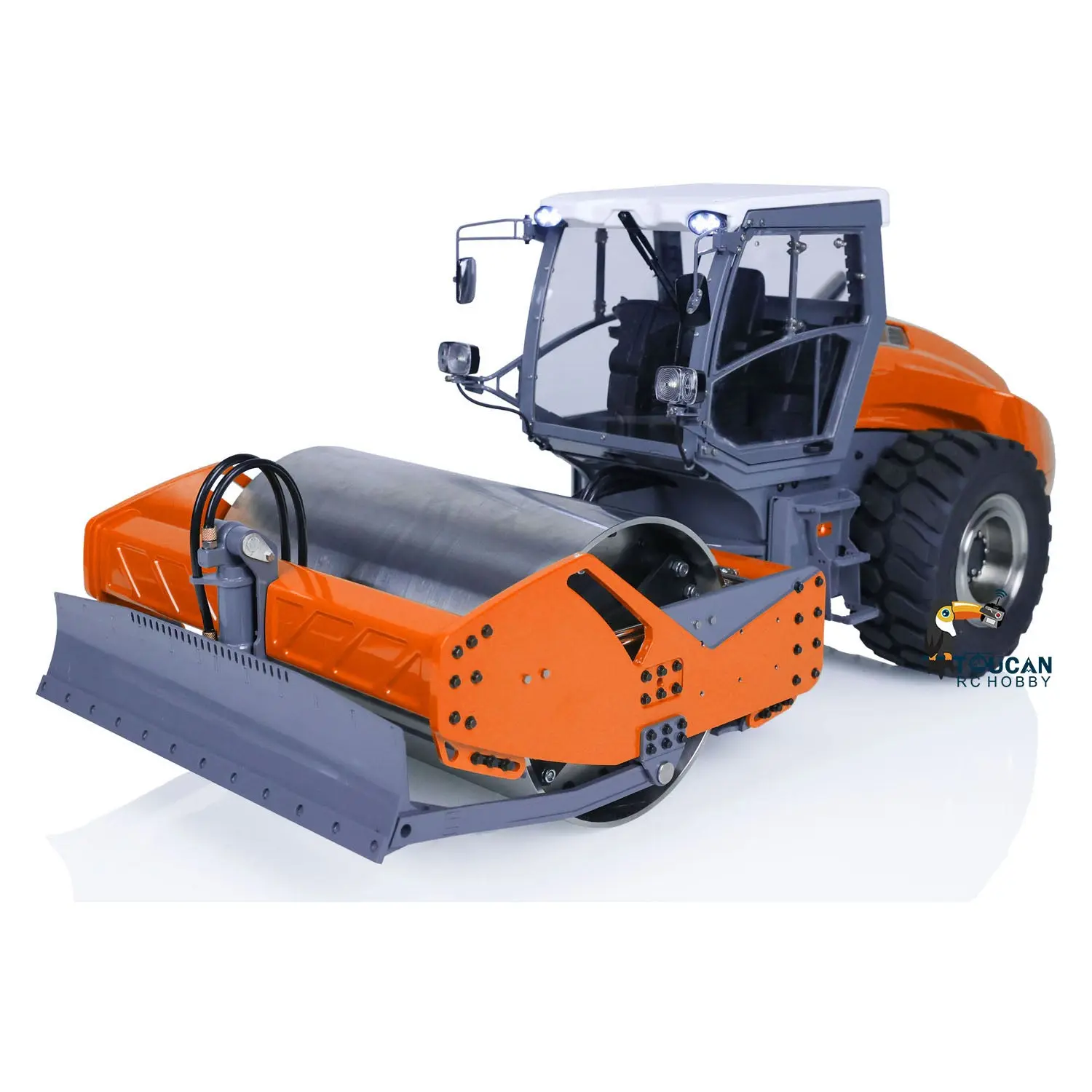1/14 LESU Aoue-H13i RC Hydraulic Road Roller Orange Electric Assembled Engineering Metal Vehicle Sound Light System PL18EVLite