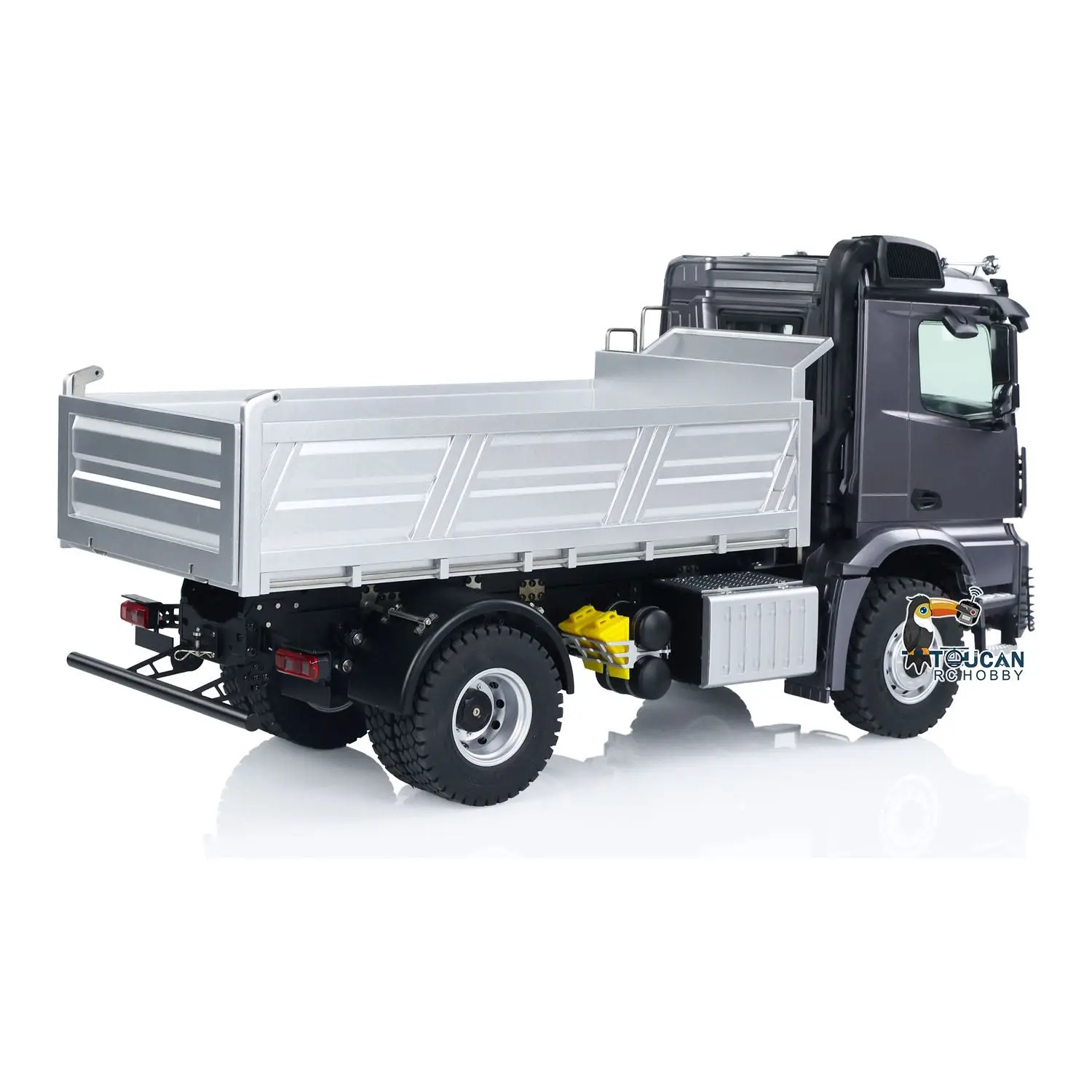 Kabolite 4*4 1/14 Plastic RC Dumper Truck 5701 Remote Control Tipper Car RTR Model 2-speed Gearbox Light Sound 2.4G Radio Controller and Receiver Battery