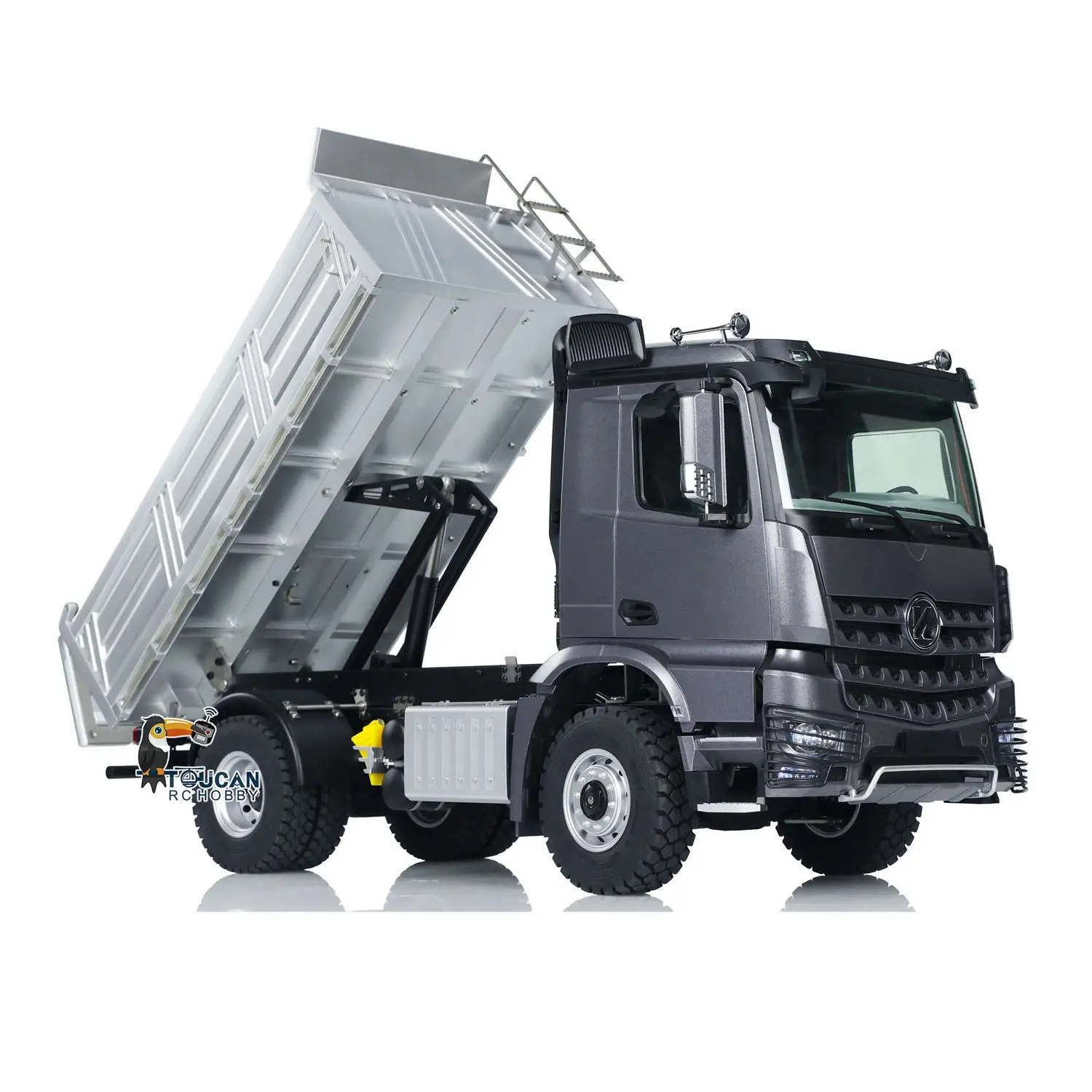 Kabolite 4*4 1/14 Plastic RC Dumper Truck 5701 Remote Control Tipper Car RTR Model 2-speed Gearbox Light Sound 2.4G Radio Controller and Receiver Battery