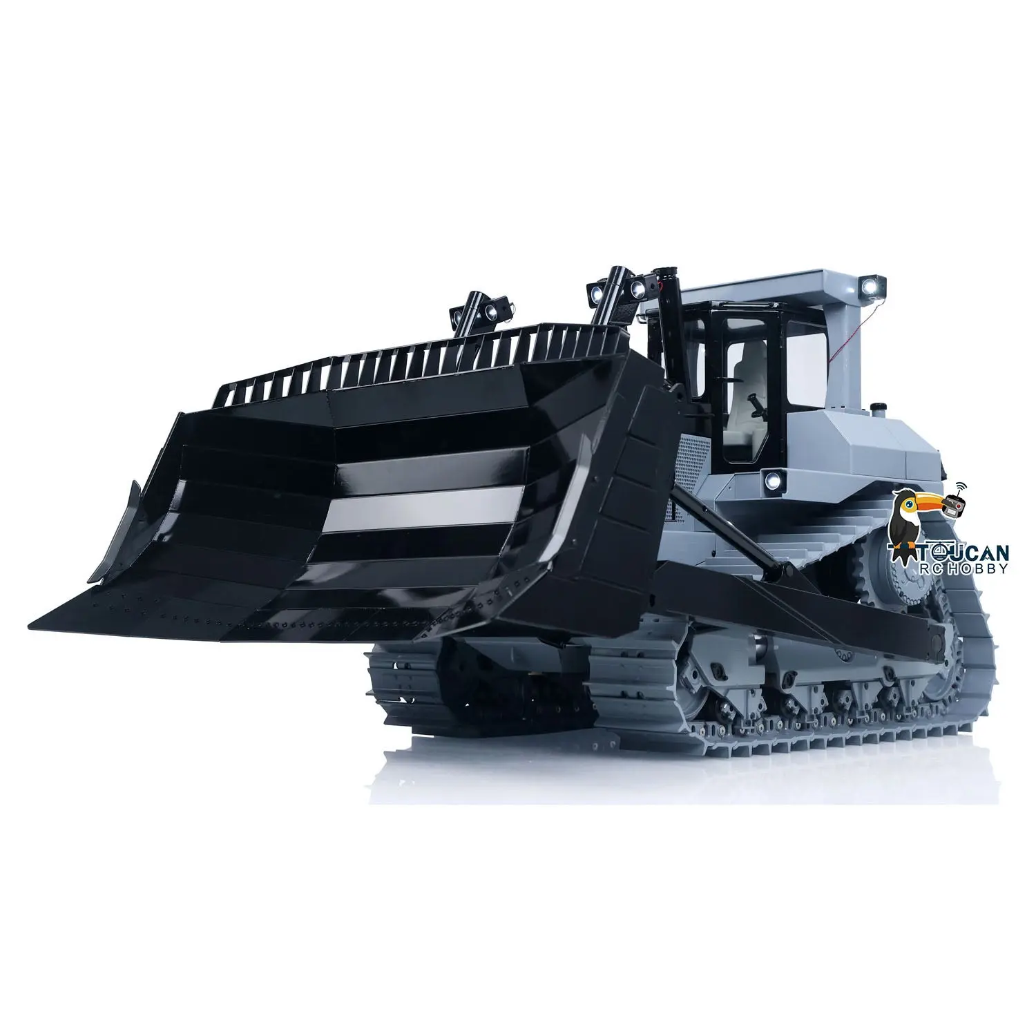 JDM-98 Ultra 1/14 Metal Hydraulic 4CH Valves Remote Control Bulldozer DXR2 Flysky ST8 Radio Sound System Light Pump ESC Motor