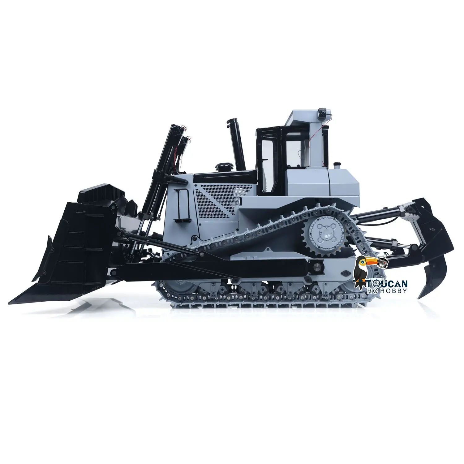 JDM-98 Ultra 1/14 Metal Hydraulic 4CH Valves Remote Control Bulldozer DXR2 Flysky ST8 Radio Sound System Light Pump ESC Motor
