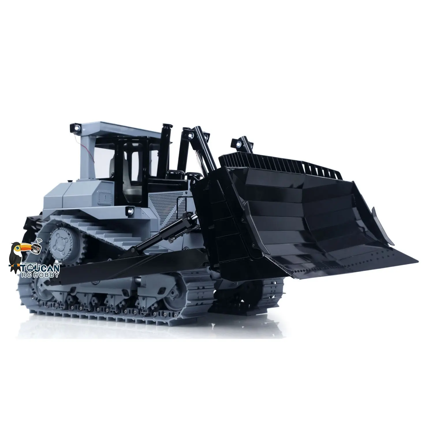 1:14 Metal Remote Control Hydraulic Bulldozer JDM-98 Ultra RC Heavy Machine Model Light System Flysky ST8 Radio Sound Battery
