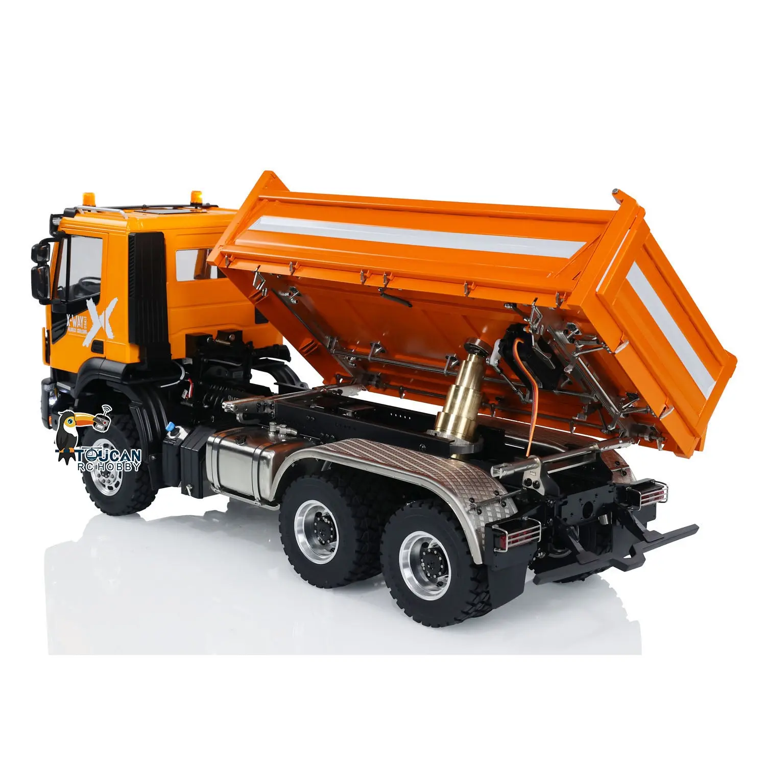Customized LESU Metal 6x6 1/14 RC Hydraulic Equipment Dumper Car 3-way Radio Controlled Dump Truck Construction Vehicle DIY Model