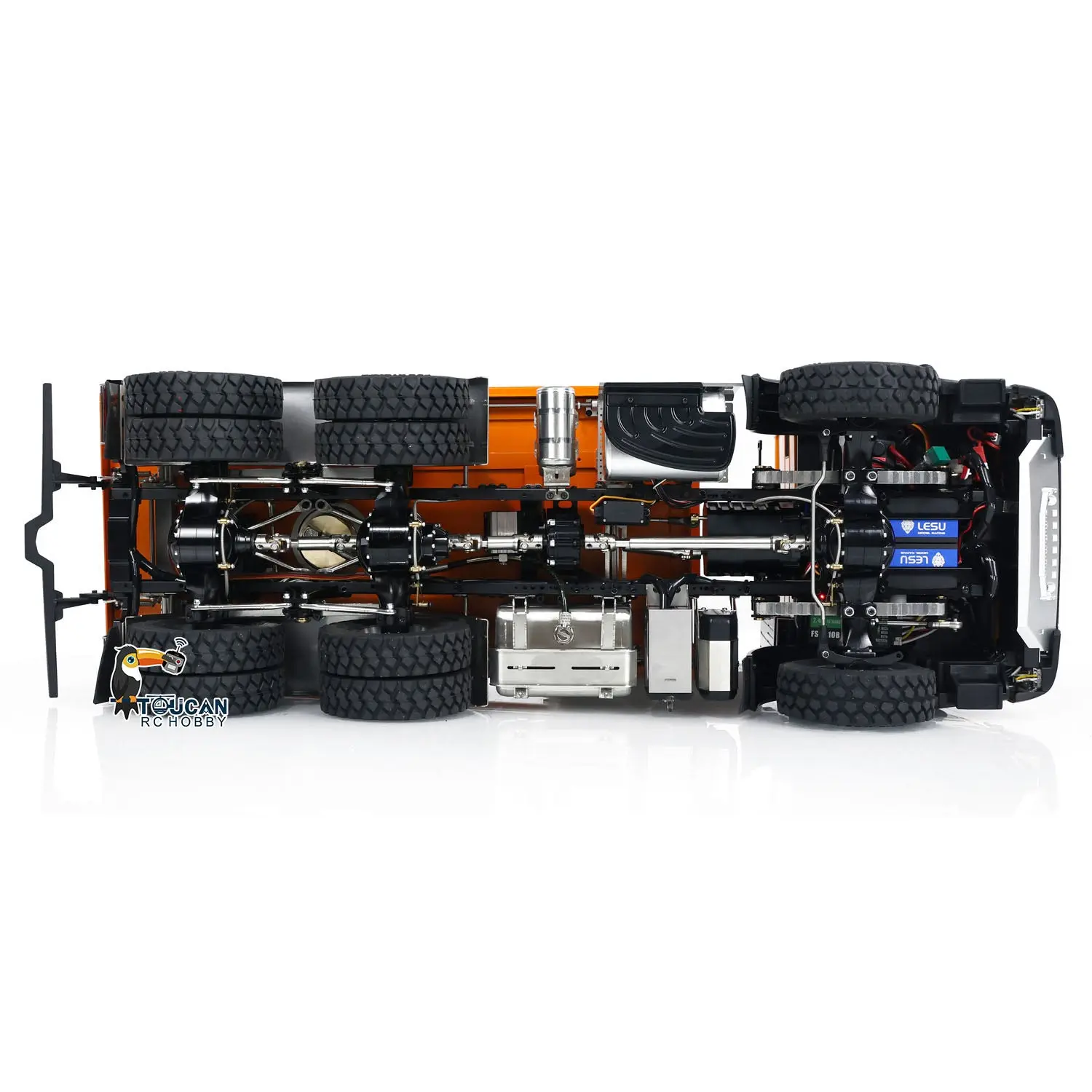 Customized LESU Metal 6x6 1/14 RC Hydraulic Equipment Dumper Car 3-way Radio Controlled Dump Truck Construction Vehicle DIY Model