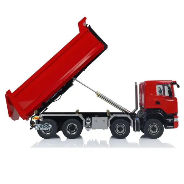 1/14 8x8 RC Hydraulic Equipment Radio Controlled Roll Off Dumper Trucks Full Dump Truck U-shaped Short High Bucket Timber Flatbed