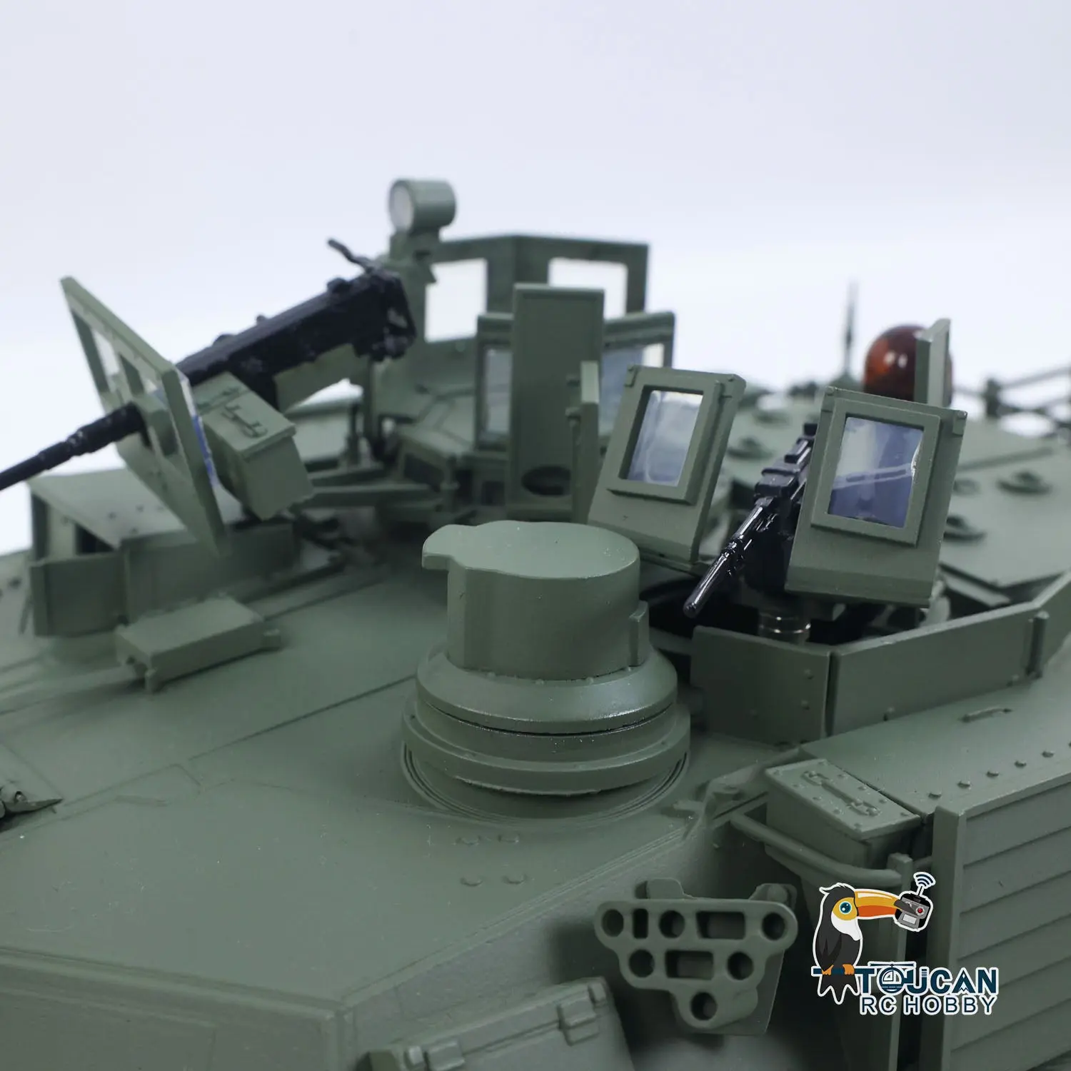 TUSK I TOUCAN 1:16 Metal M1A2 Abrams RC Tank 360 Turret Rotation IR Barrel Elevation Recoil Dual Smoke Units Electric Periscope