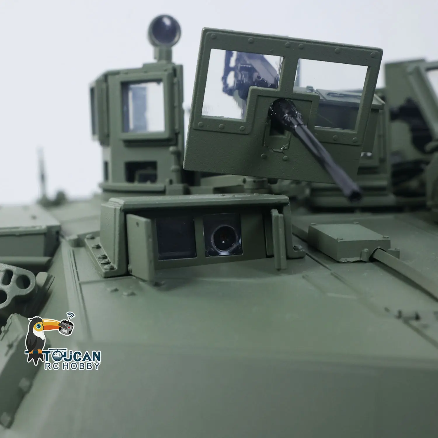 TUSK I TOUCAN 1:16 Metal M1A2 Abrams RC Tank 360 Turret Rotation IR Barrel Elevation Recoil Dual Smoke Units Electric Periscope