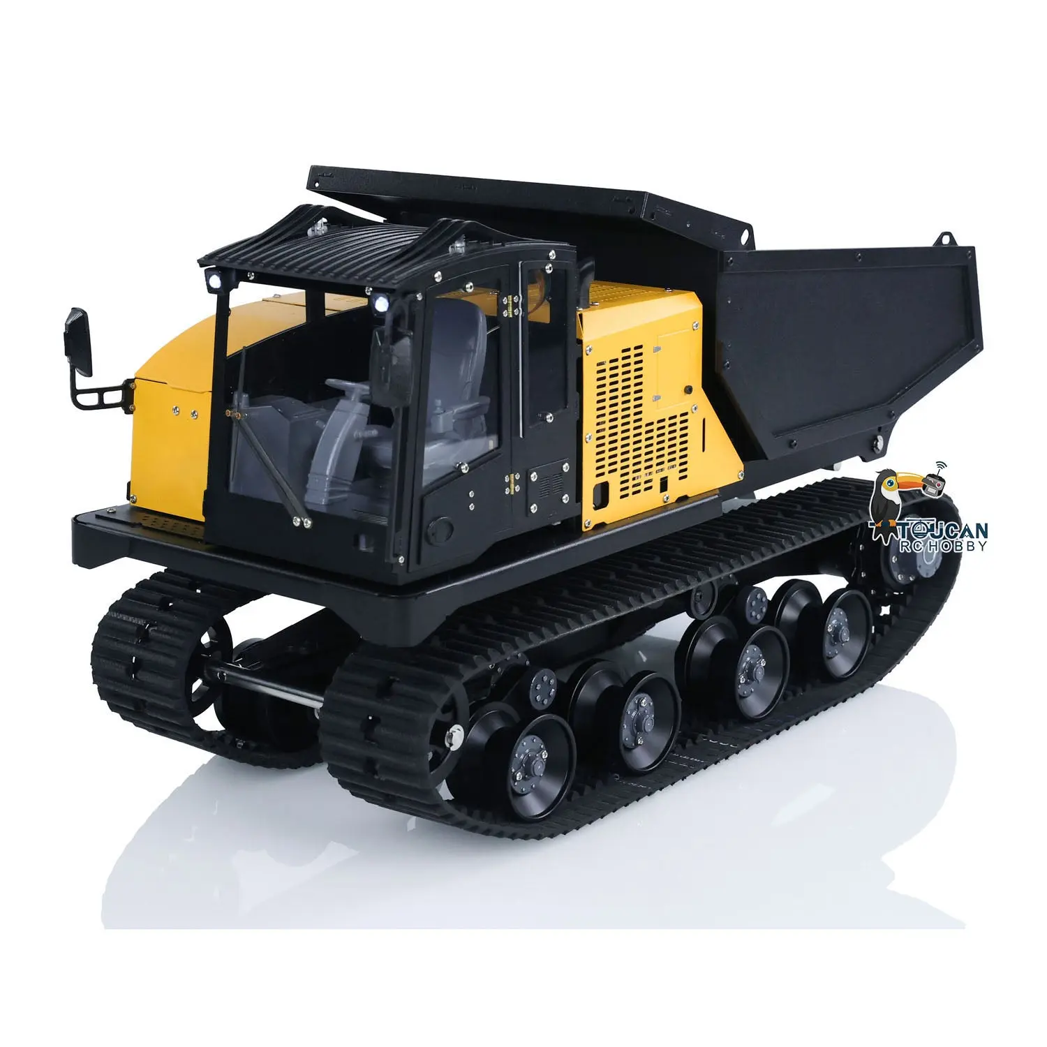 1/14 RC Hydraulic Crawler Dump Truck T14R Metal Tracked Tipper RTR Construction Machine Flysky ST8 Radio Light Sound Battery