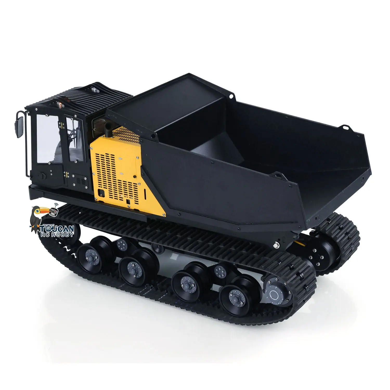 WKLC Metal 1/14 RC Hydraulic Crawler Dump Truck T14R Radio Controlled Tracked Tipper RTR Construction Vehicle ST8 Light Sound Battery