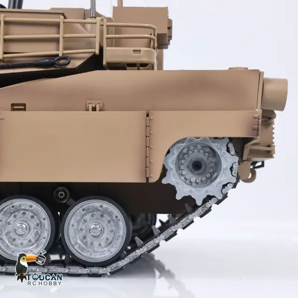 1/16 RC Main Battle Tank Abrams M1A2 Metal Chassis Wheels Steel Gearbox Turret 360 Rotation Barrel Recoil Elevation Battery
