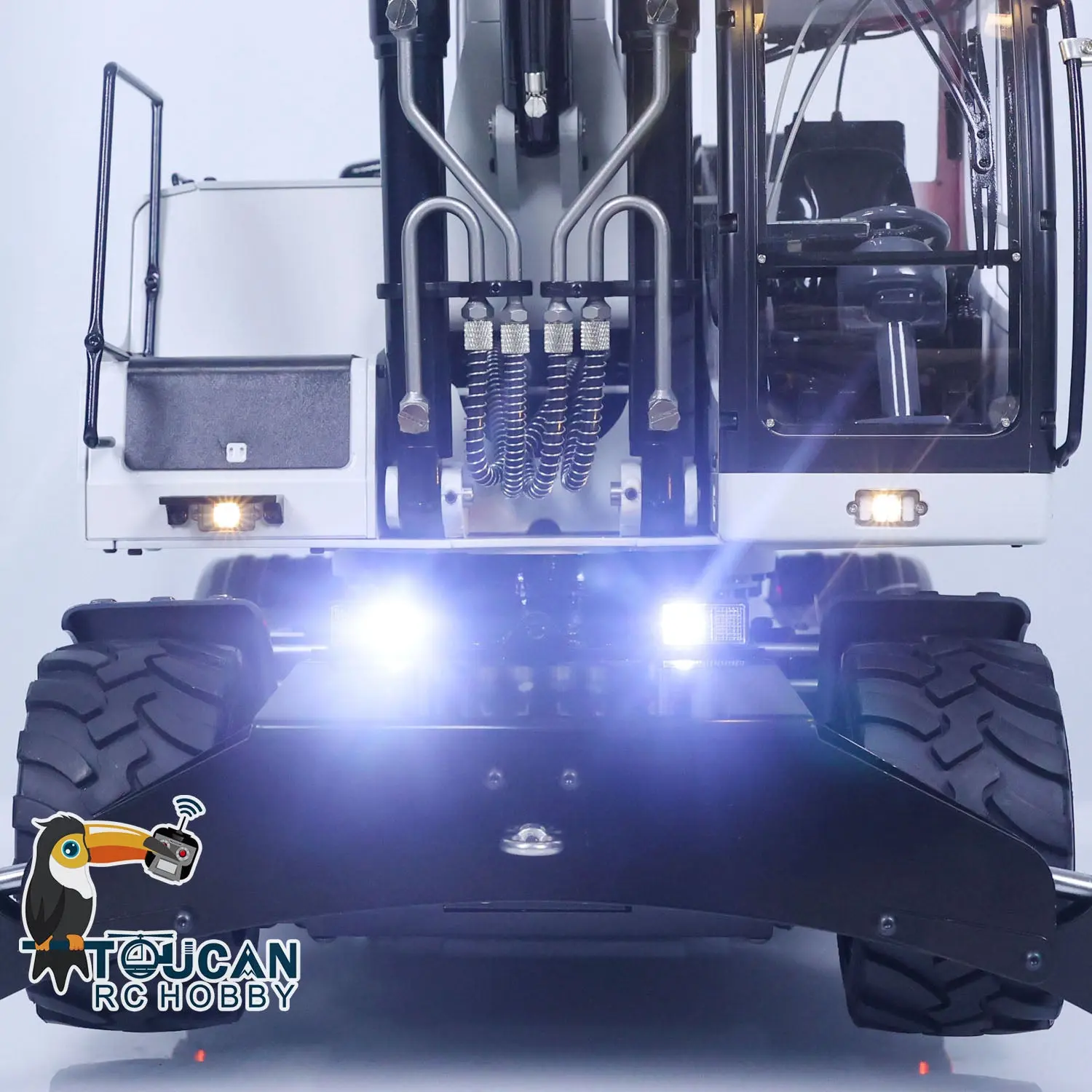 1/14 3-arms RC Hydraulic Excavator R946 Wheeled Metal Remote Control Digger Hobby Model Grab Ripper Tiltable Clamshell Bucket