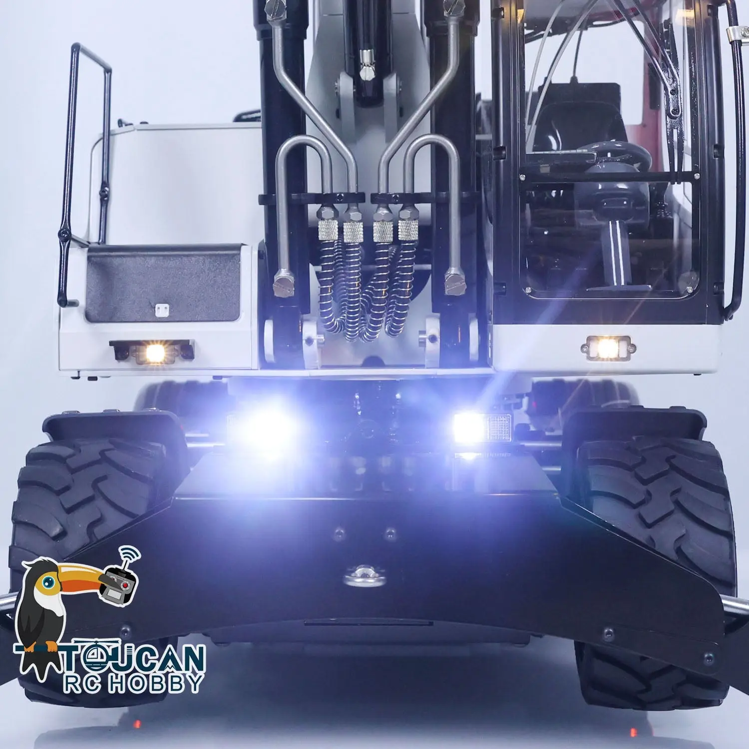 1/14 3-arms RC Hydraulic Excavator R946 Wheeled Metal Remote Control Digger Hobby Model Grab Ripper Tiltable Clamshell Bucket