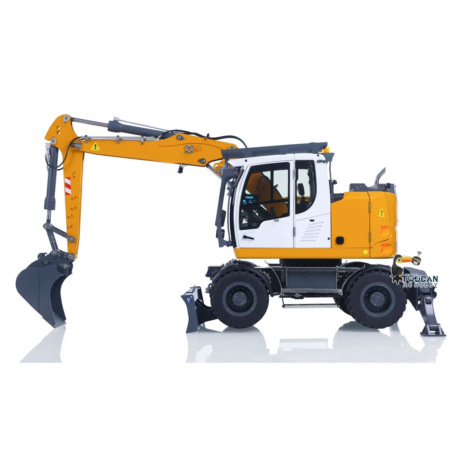 1/14 RC Hydraulic Wheeled Excavator LR914 8-ways Valve RTR Metal Remote Control 4*4 Digger Model Axle Lock Flysky PL18EV Lite